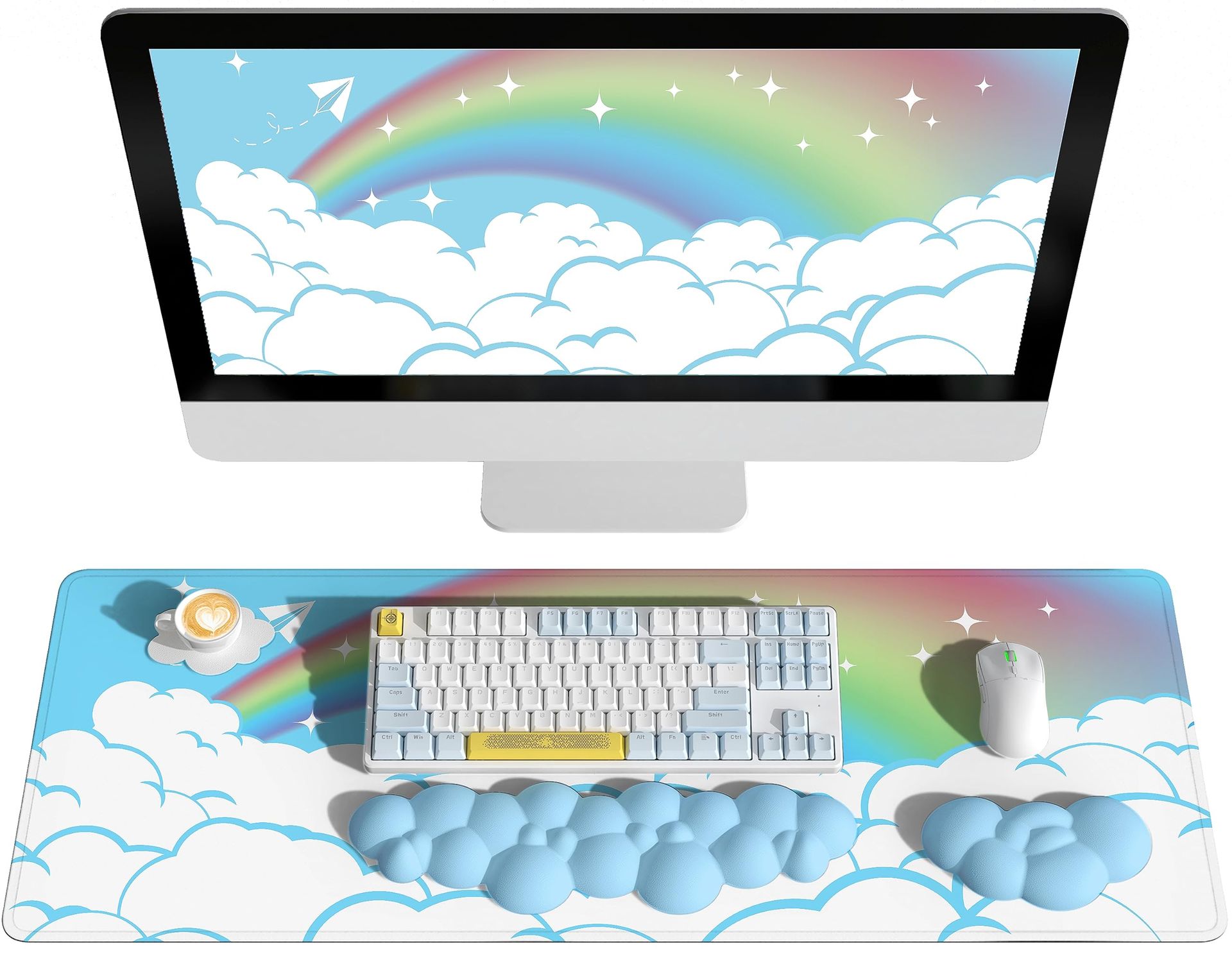Ergonomic AJAZZ Cloud Keyboard & Mouse Pad Set - Pain Relief, Non-Slip, Home/Office Use