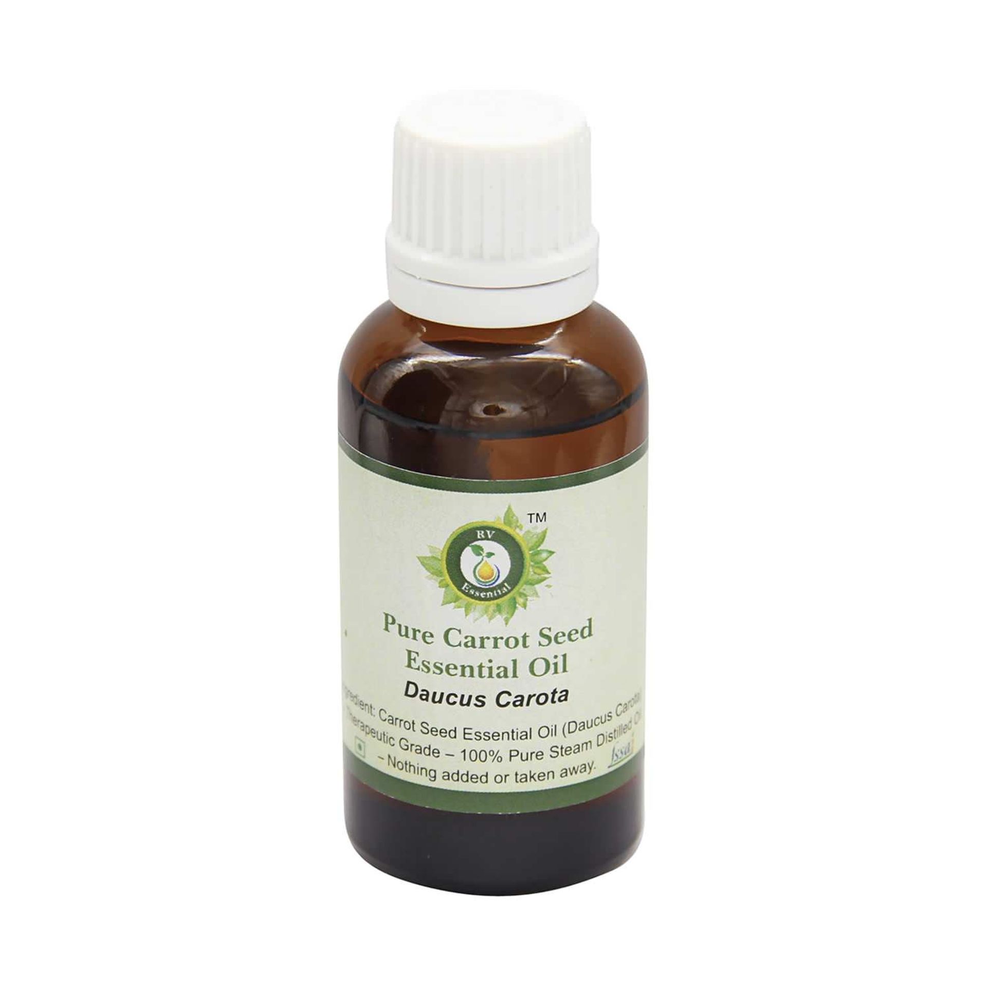 R V Essential Pure Carrot Seed Essential Oil 100ml (3.38oz)- Daucus Carota (100% Pure and Natural Steam Distilled)