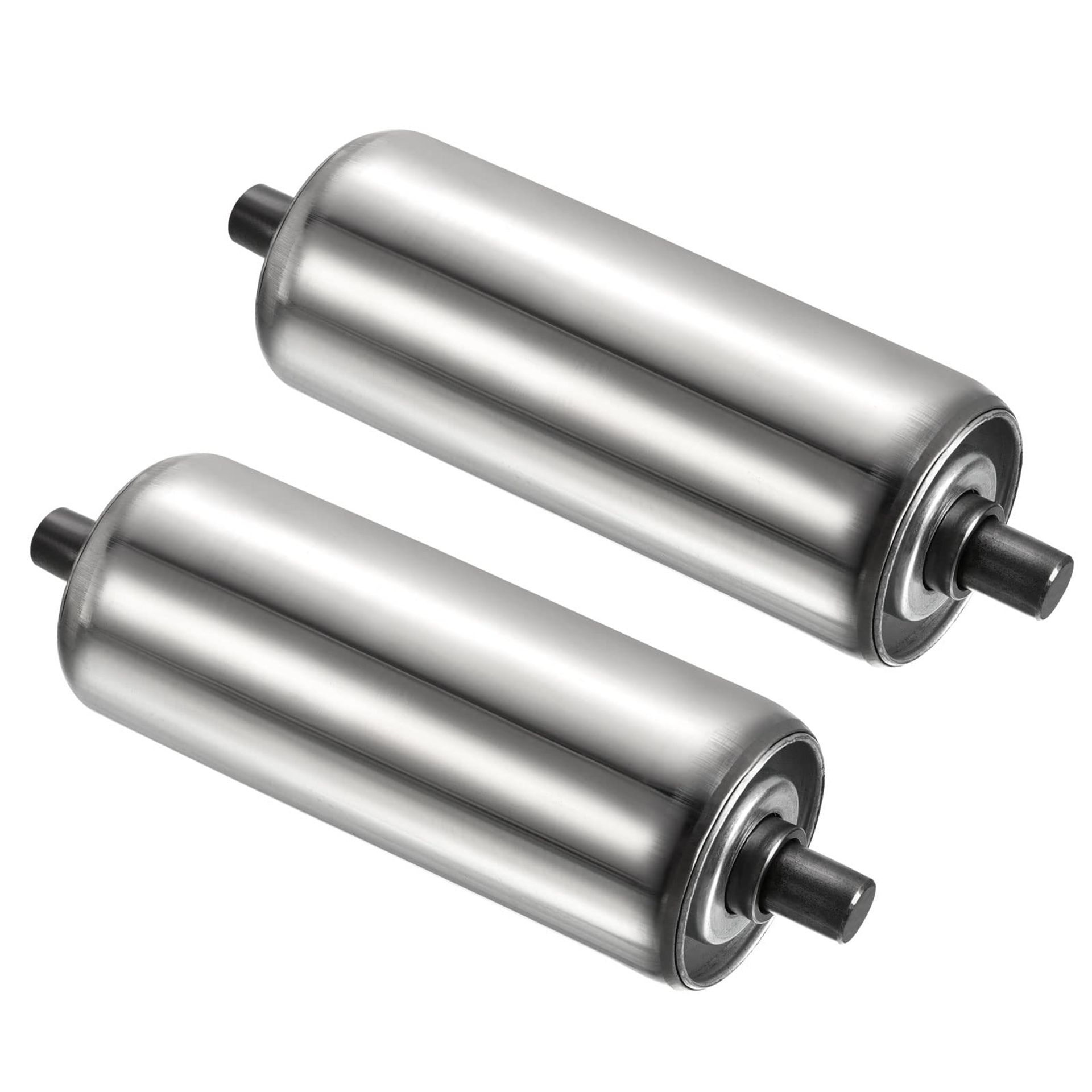 Stainless Steel Conveyor Rollers 2" Diameter x 6" Length, 2 Pack Heavy Duty Gravity Replacement Parts, Rust-Resistant Silver Finish