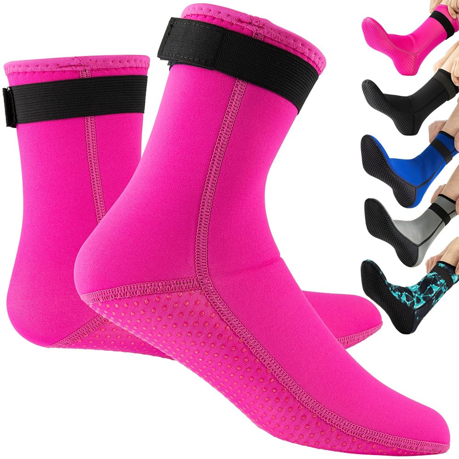 XL Rose Red 3mm Neoprene Thermal Wetsuit Socks - Non-Slip Diving & Swimming