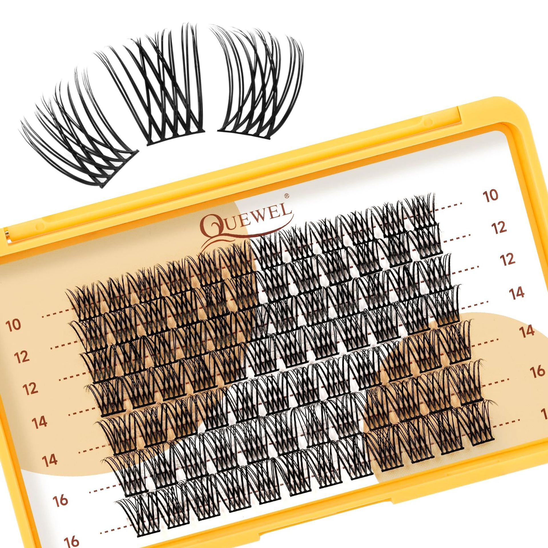QUEWEL Lash Clusters MIX 10-16mm - Soft, Lightweight, DIY Eyelash Extensions for Beginners