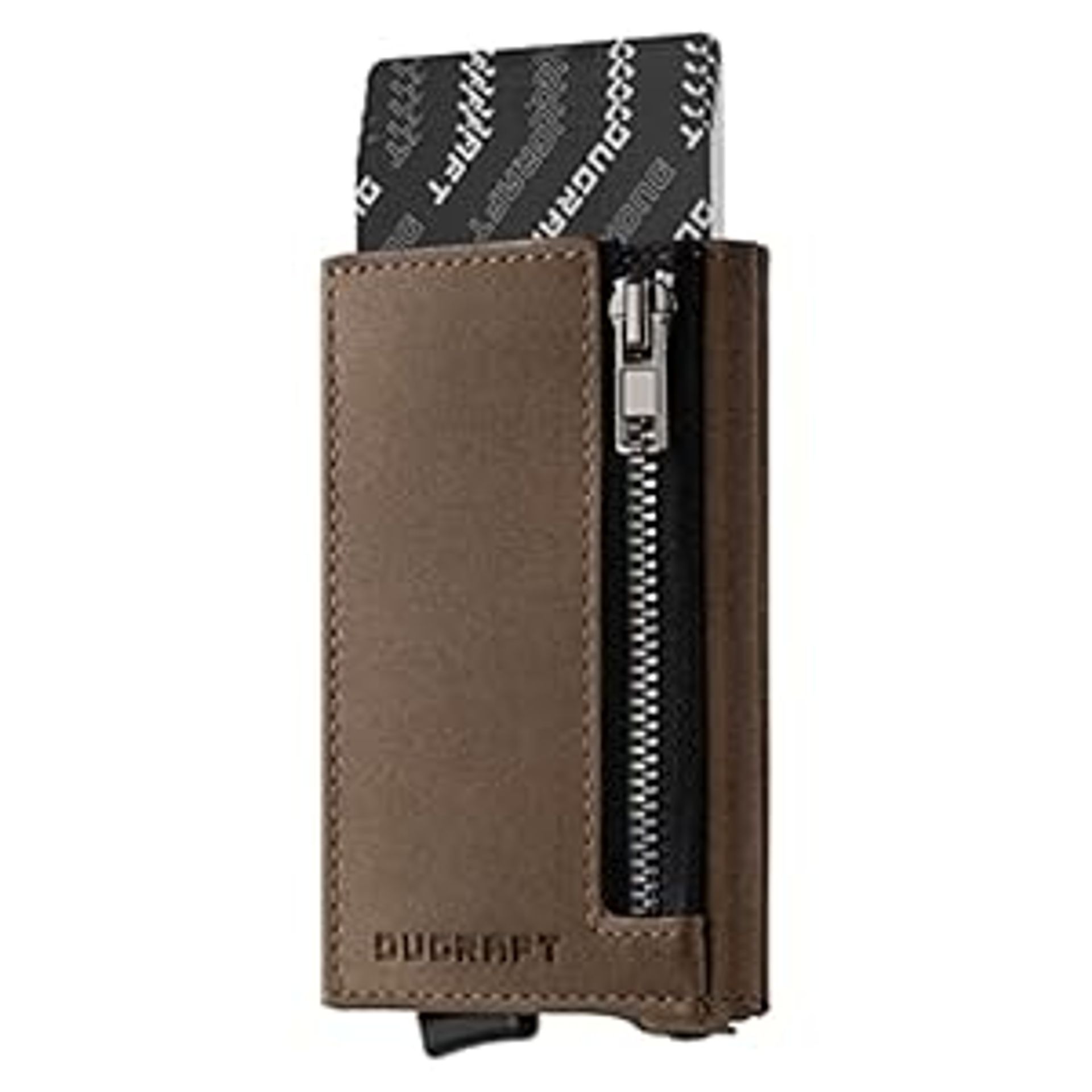 Slim RFID Blocking Card Wallet with Zipped Coin Pocket & Pop-Up Card Holder - Holds 1-6 Cards, Gift Boxed for Men