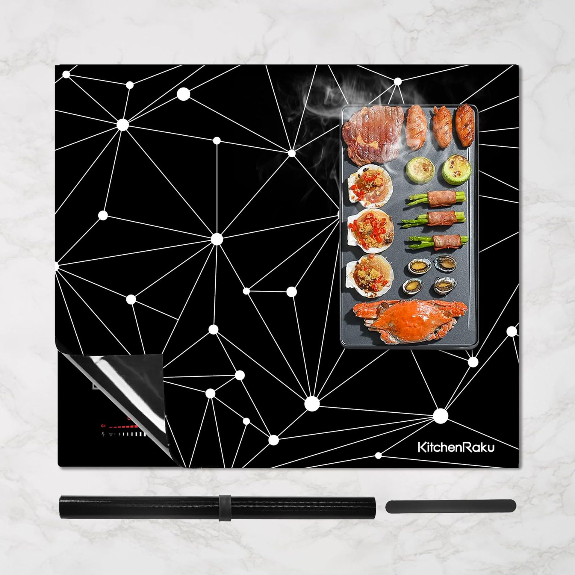 Large Magnetic Induction Hob Protector Mat 61x53cm - Silicone Scratch Protector for Induction Cookers