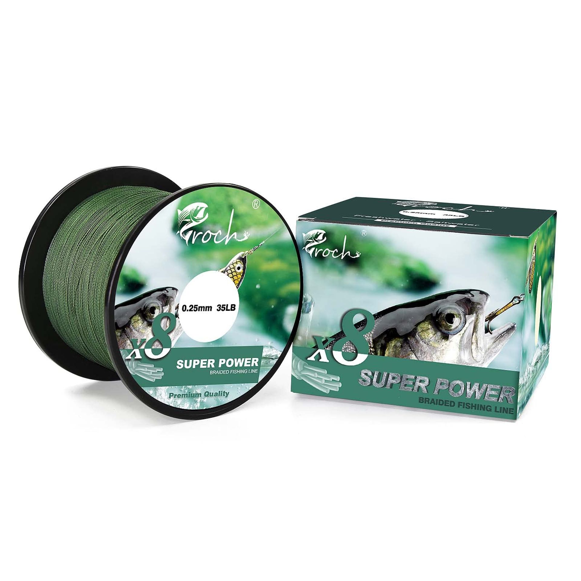 Braided Fishing Line 8 Strands Strong PE Colourfast 300–1000m 14–45LB - Dark Green 0.25mm 35LB