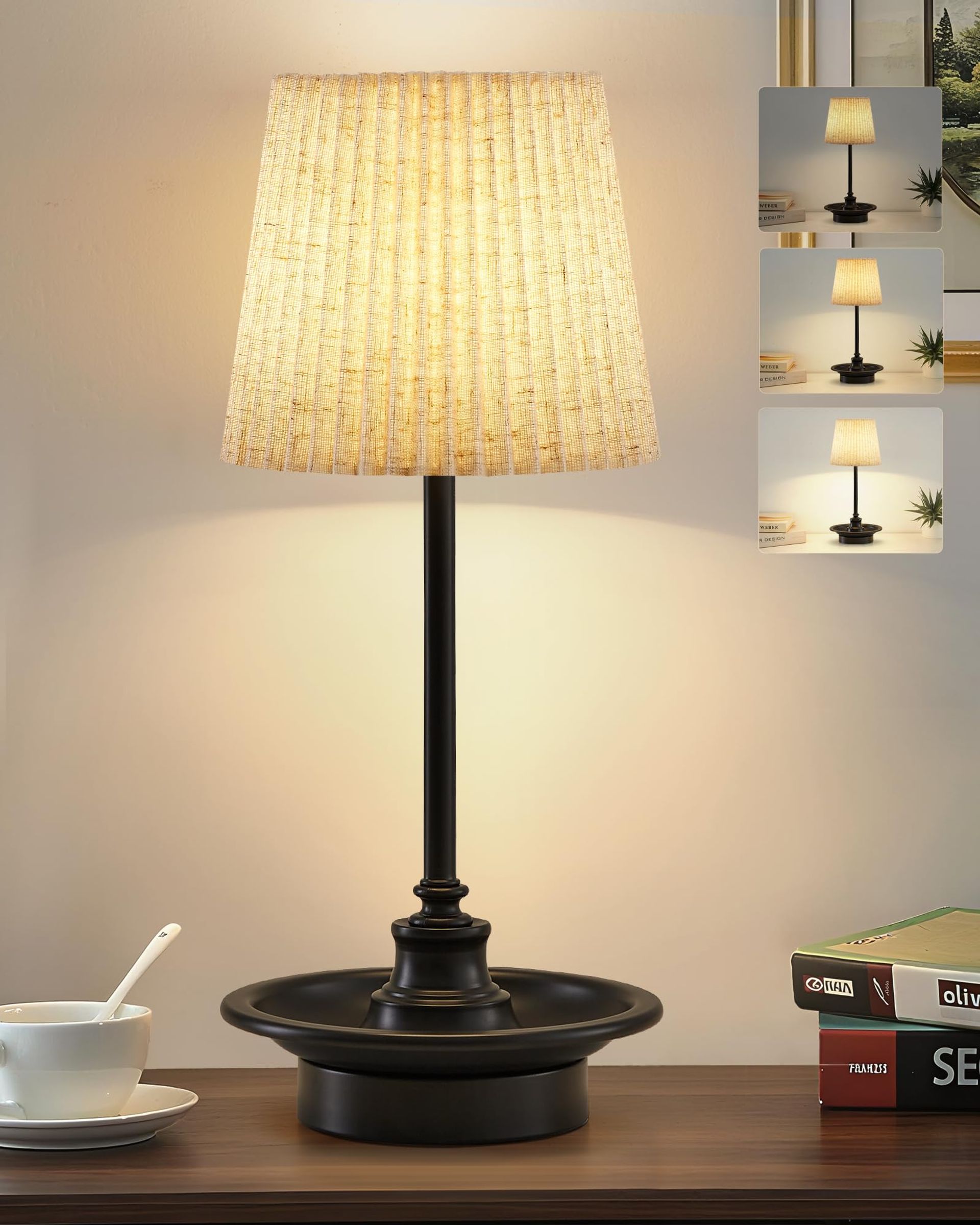 Rechargeable LED Table Lamp with Touch Control, 3 Brightness Levels, Wireless Bedside Light for Home, Bedroom, Restaurant or Camping