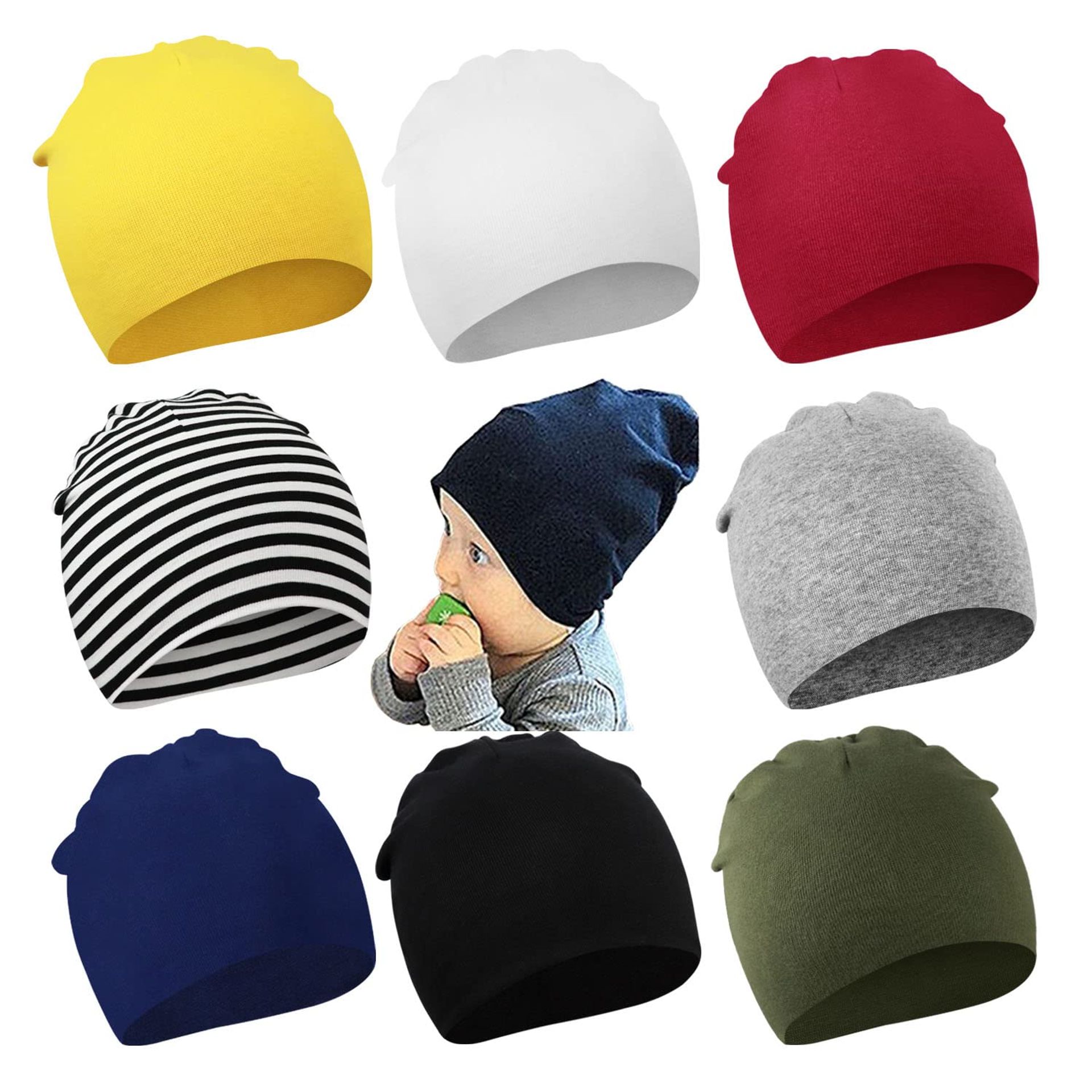 8-Piece Baby Beanie Set - Soft Knit Hats for Newborns & Toddlers