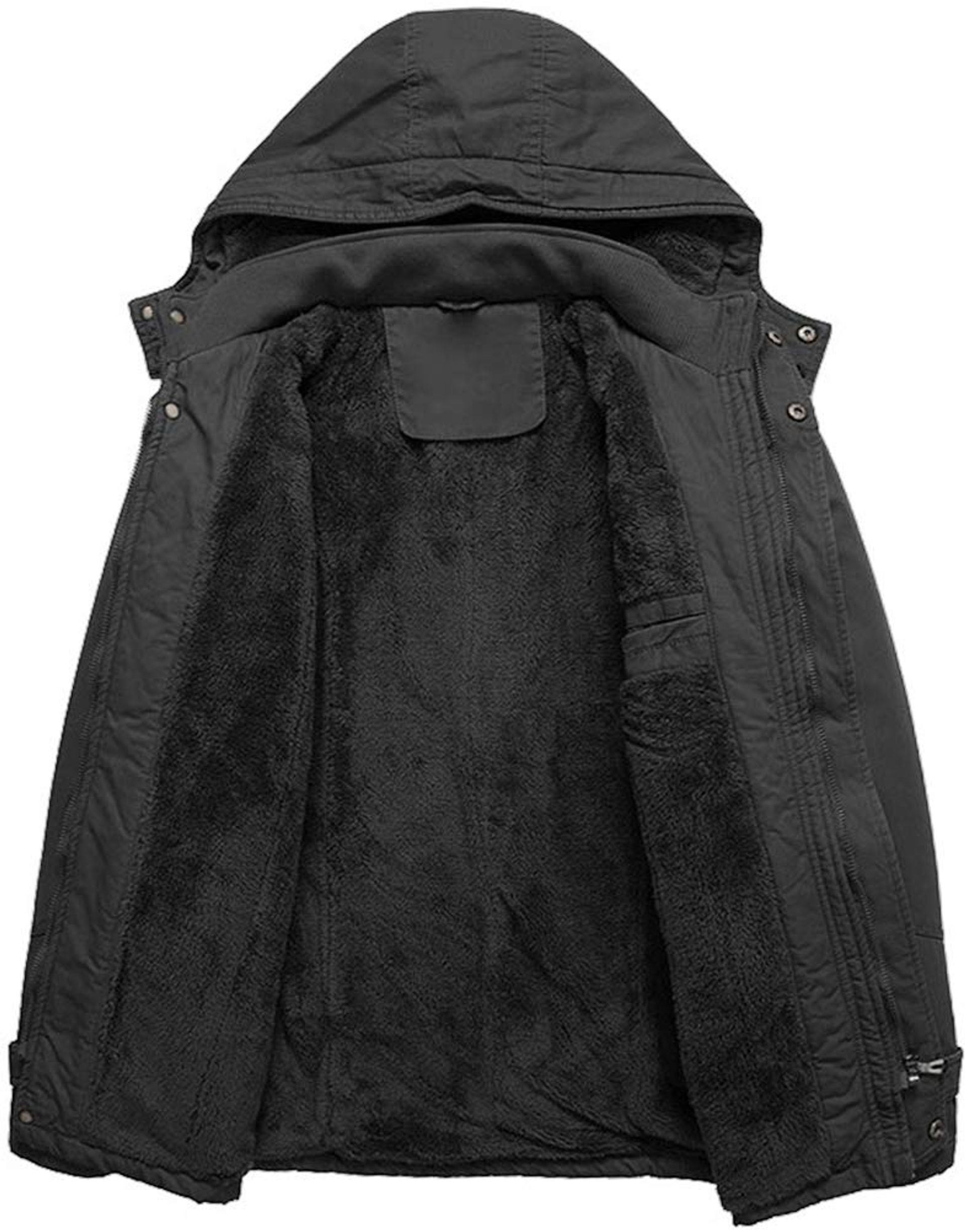 TACVASEN Mens Casual Cargo Jackets Fleece Warm Jacket With Hood 