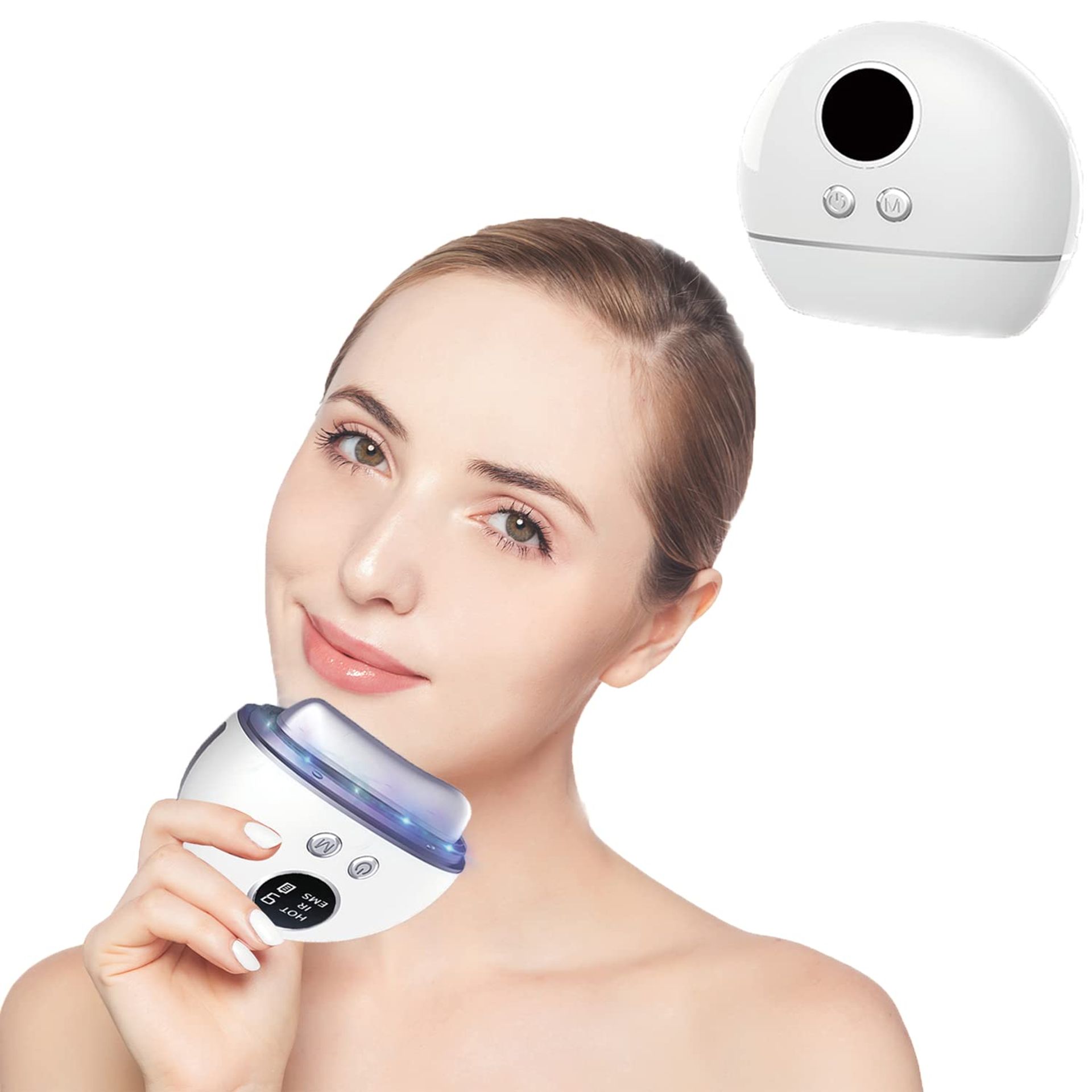 Electric Facial and Body Massager Tool with Microcurrent, Gua Sha Scraper, Vibration, Infrared Heat for Lifting and Relaxation - Bb003