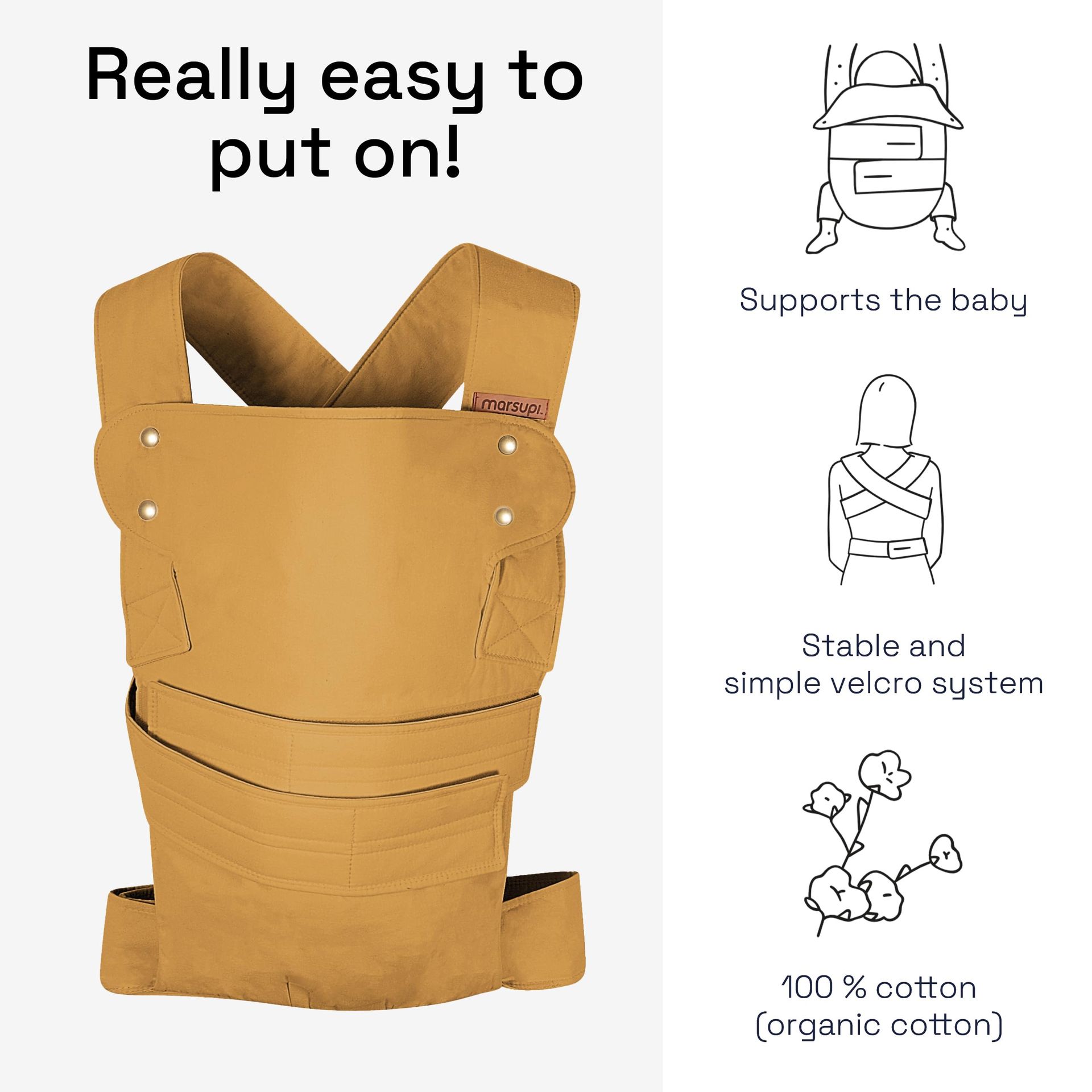 Baby Carrier For Newborns Lightweight Compact Design Easy Hook & Loop Fas