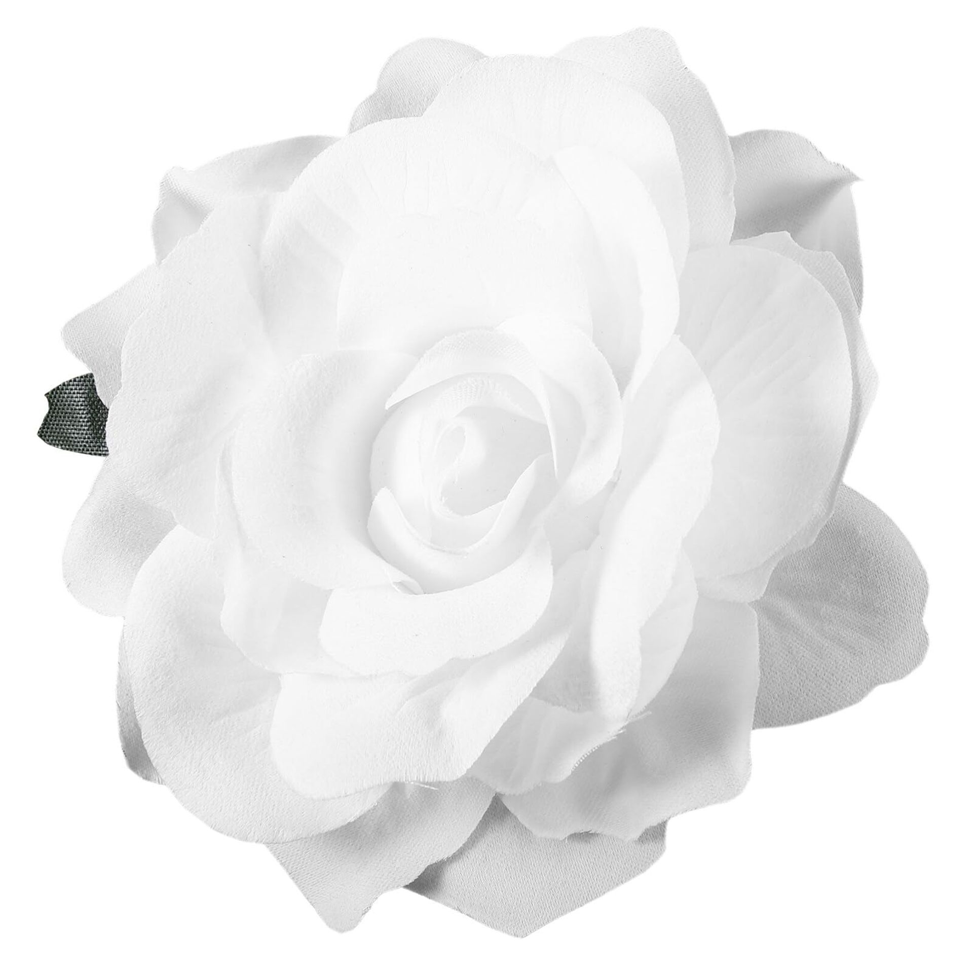 2-in-1 Rose Hair Clip and Brooch Artificial Flower Pin for Weddings and Parties - White 6cm