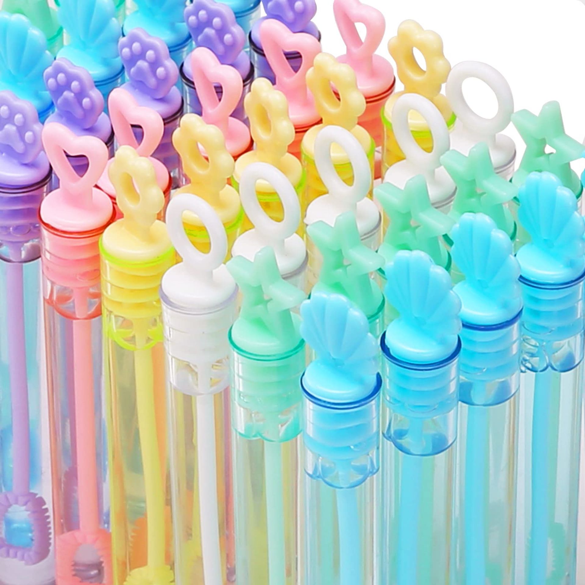 Mini Bubble Wands 30 Pack, 6 Styles & Colours - Perfect Party Favours & Gifts for Kids