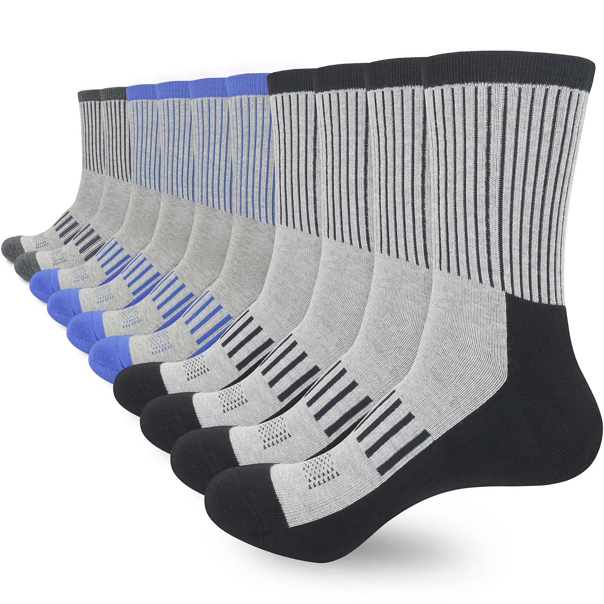 srclo Mens 5 Pairs Sports Socks Athletic Cushion Walking Socks Breathable Crew Socks Outdoor Multi Performance Socks for Hiking Trekking Running
