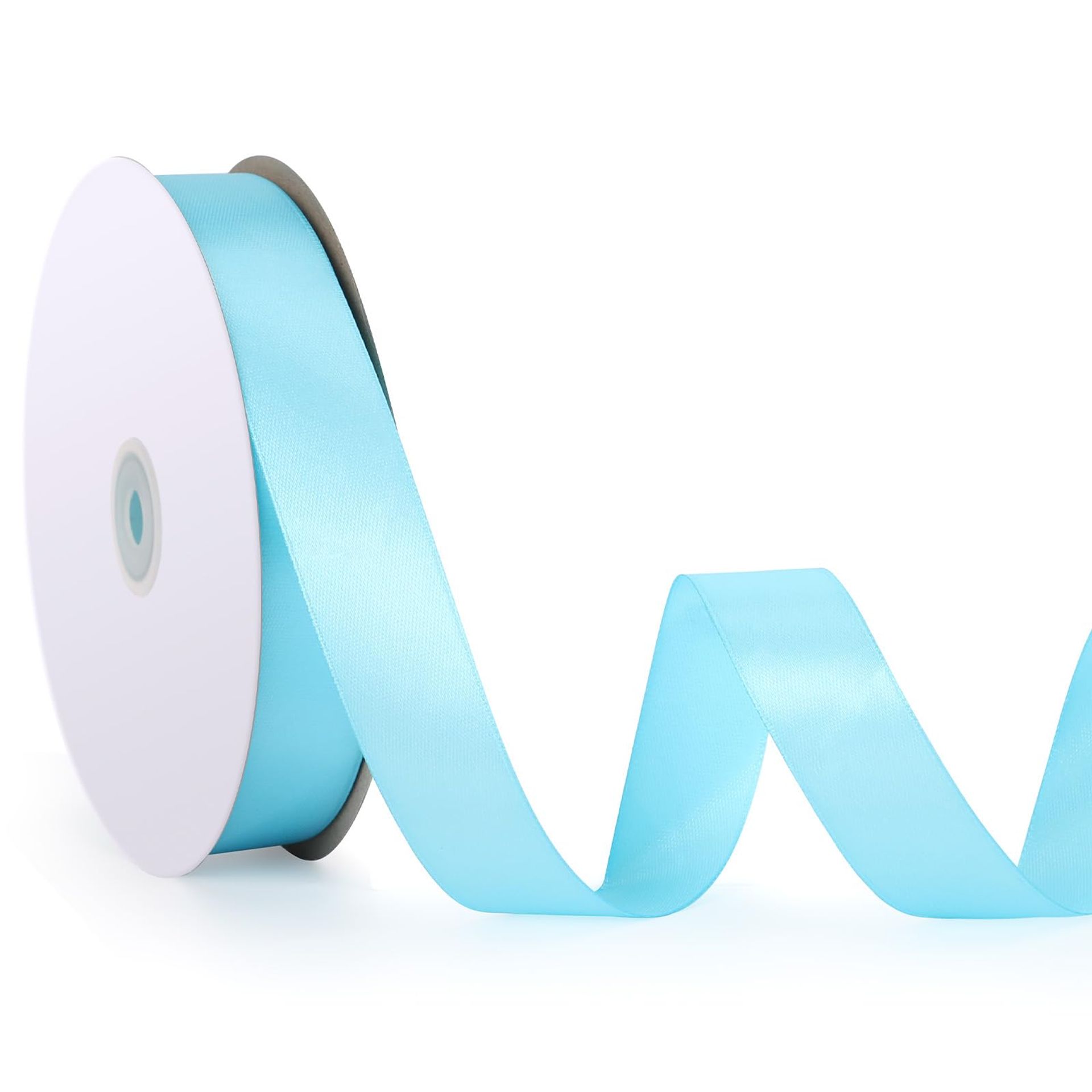Sky Blue Satin Ribbon 25mm x 92m Roll for Crafting, Gift Wrapping, Wedding Decoration - Valentines