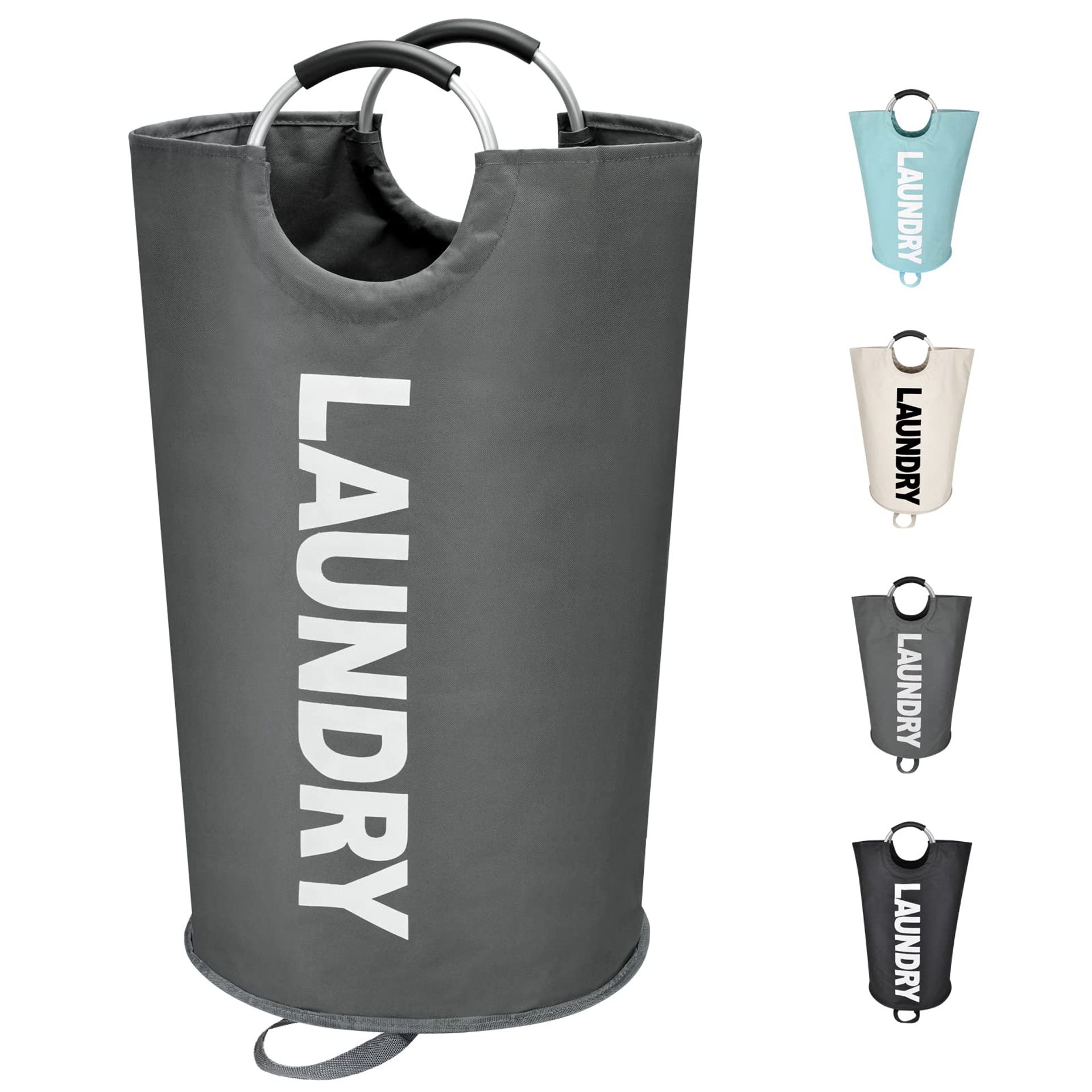 125L X-Large Dark Grey Laundry Basket Hamper, Freestanding & Collapsible - Maxsilan