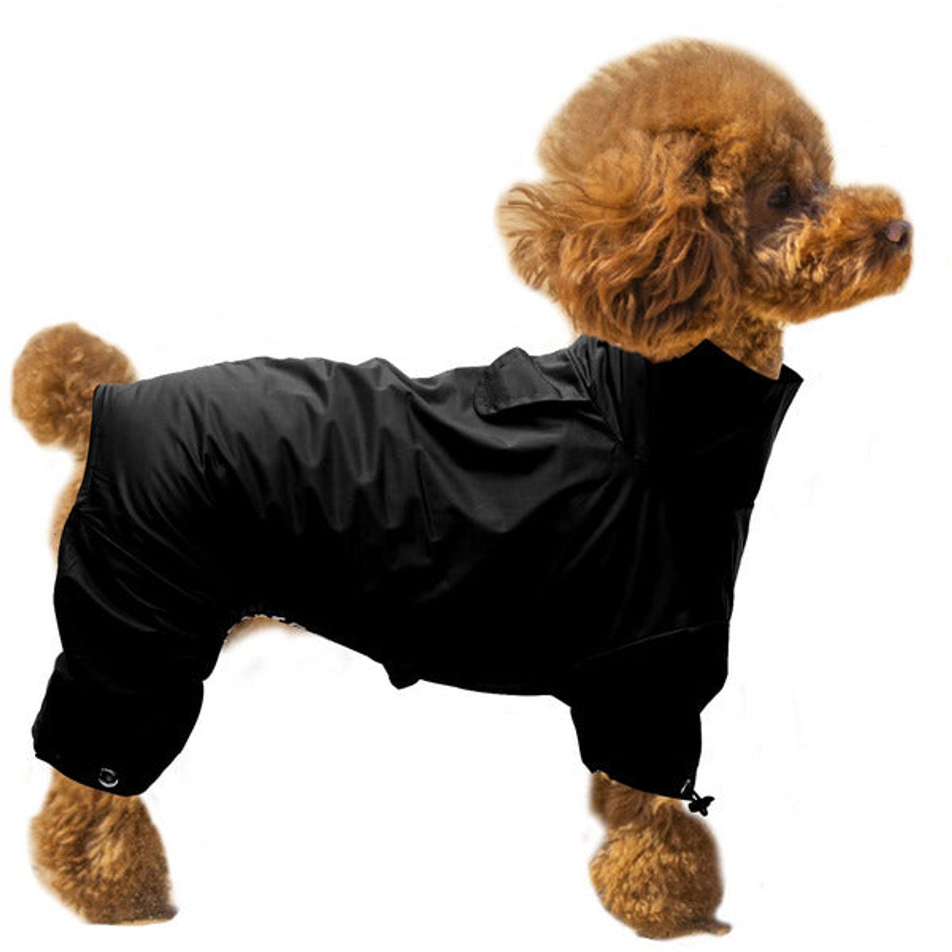 Morezi Small dog waterproof coat, dog rain coat poncho waterproof clothes with safe reflective stripes and zipper closure for small medium and large pet - Black - XL