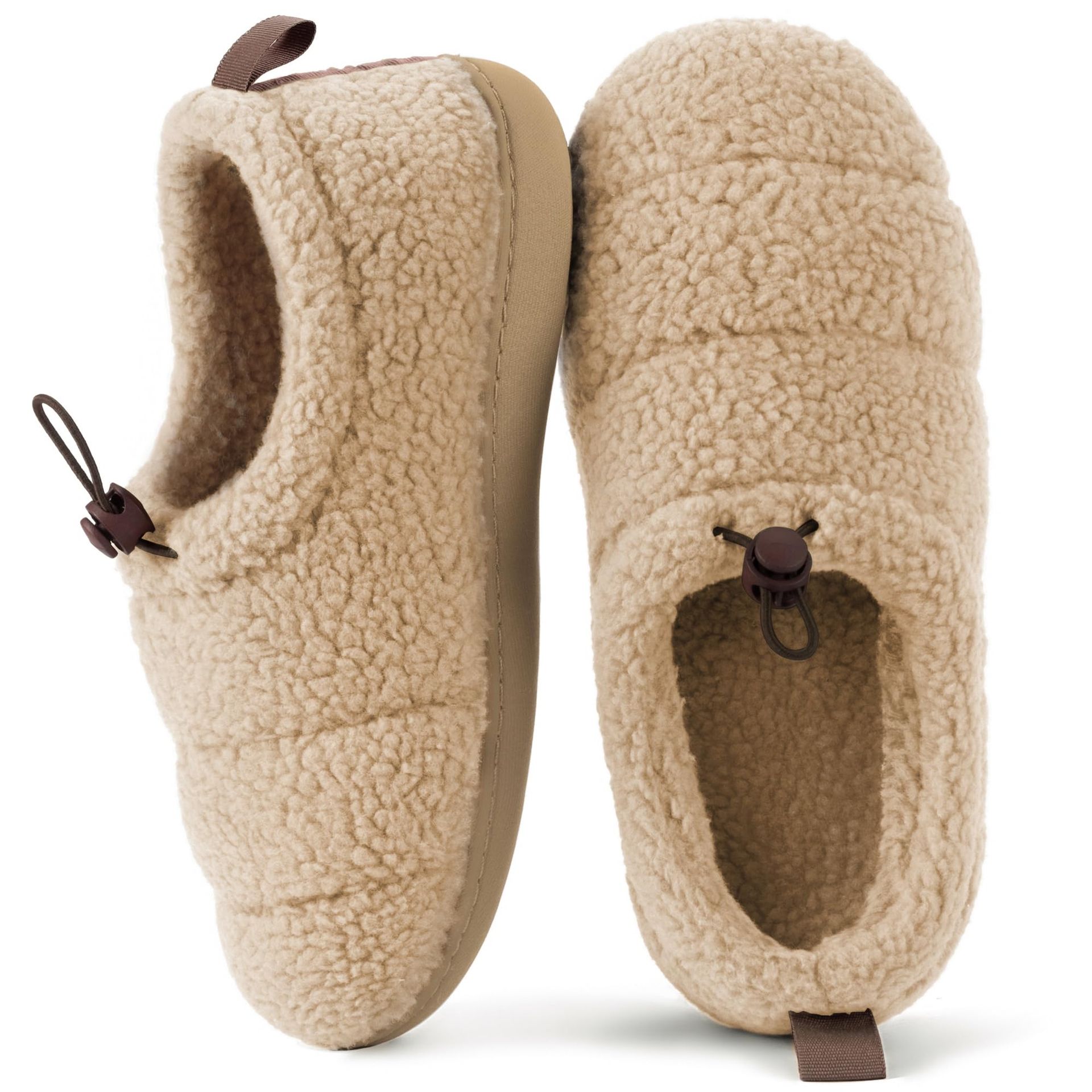Women's Camper Moc Slippers with Sherpa Fleece Lining for Warmth & Comfort - Size 5 UK, Beige