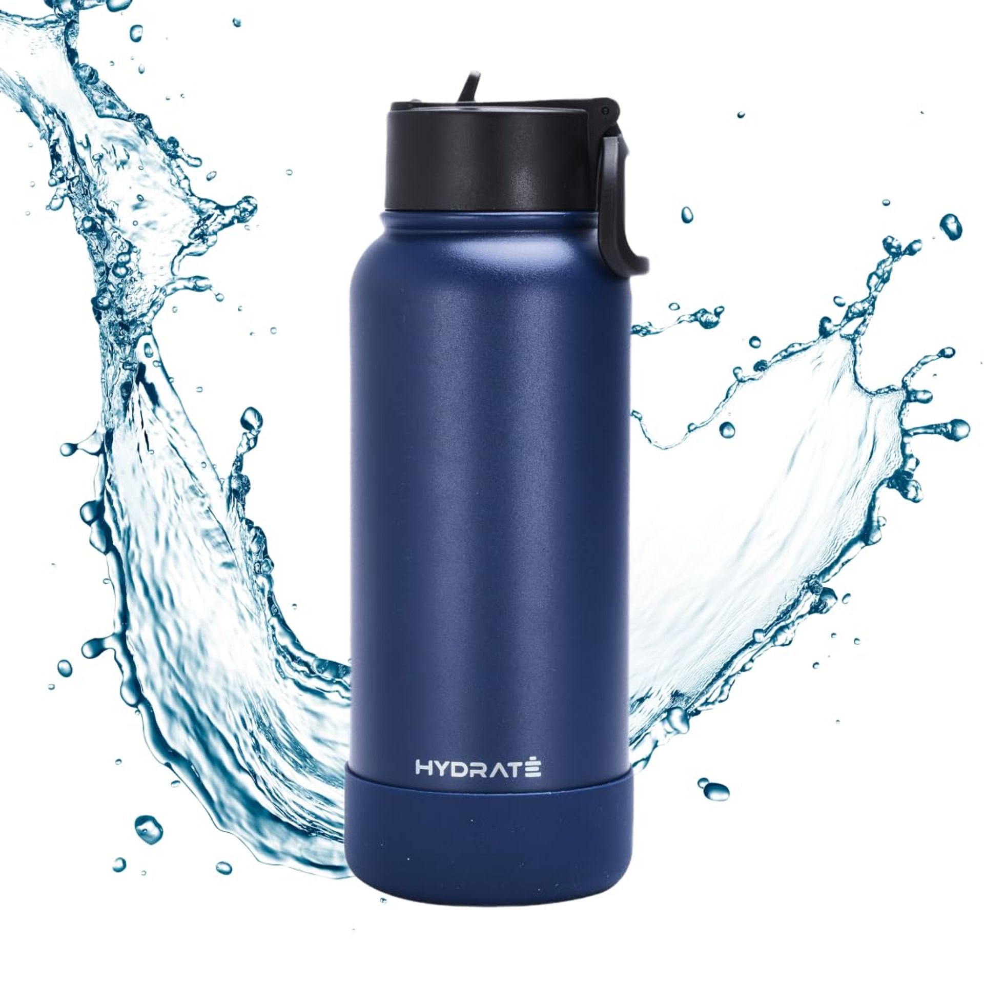 500ml Insulated Stainless Steel Water Bottle with Straw - Blue Thermal Flask for Hot & Cold Drinks