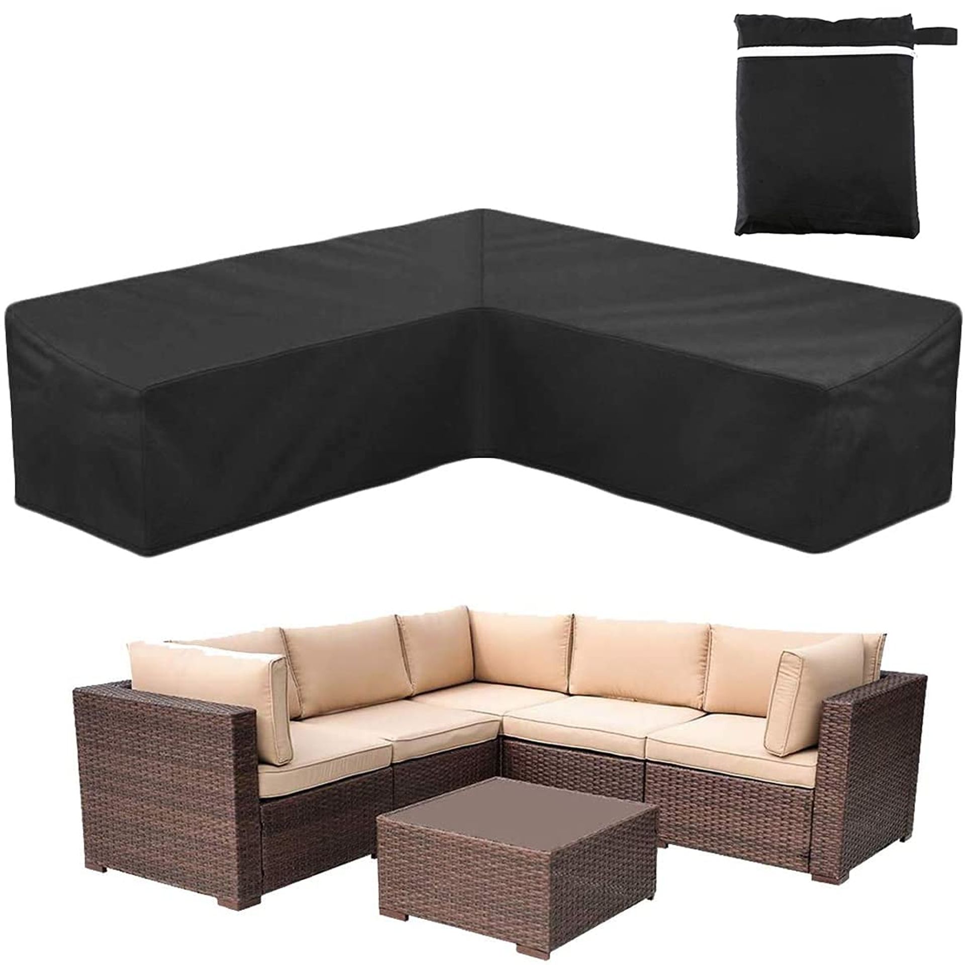 Waterproof Corner Sofa Cover for Outdoor Garden Furniture - 210D Oxford, UV Protection, V/L Shaped with Storage Bag
