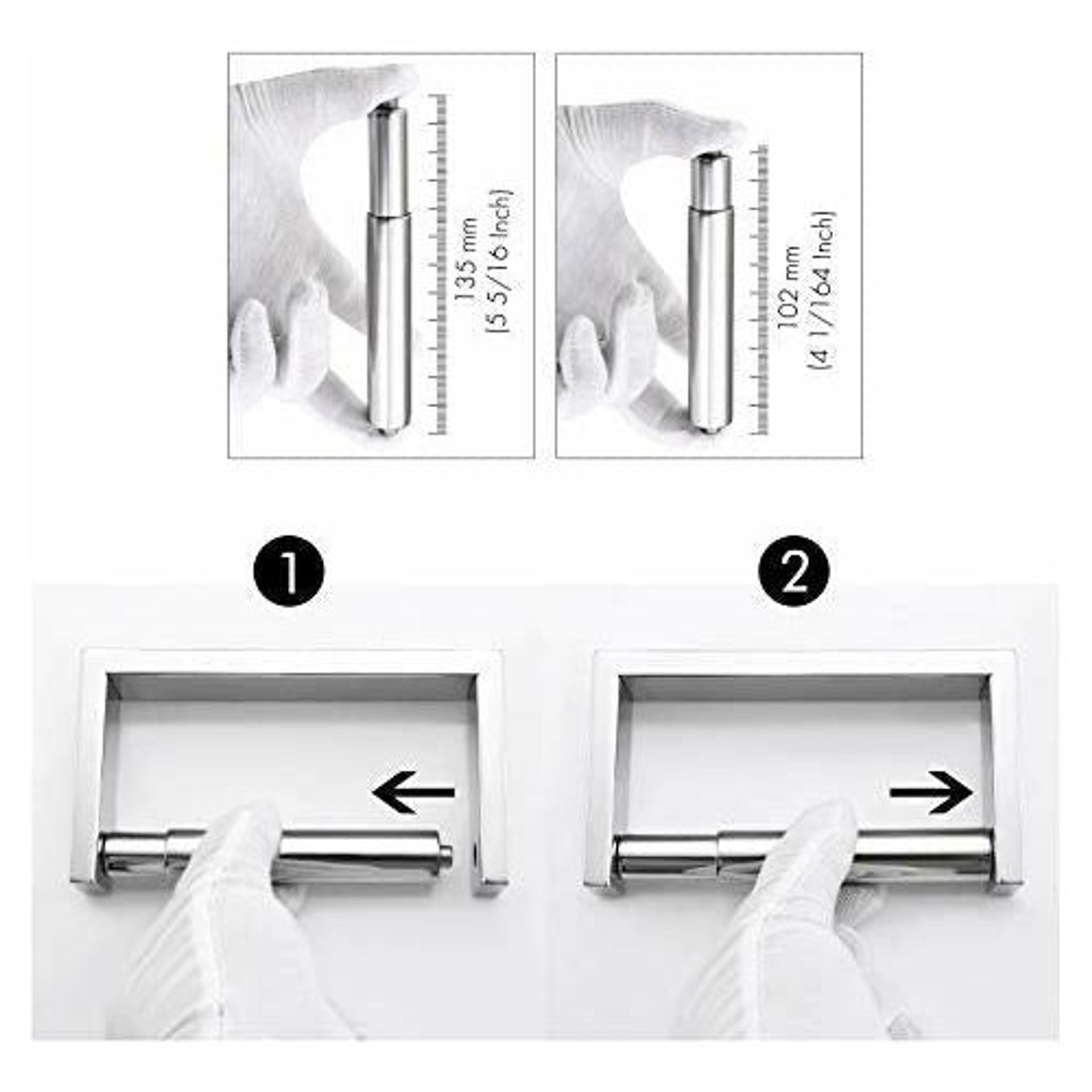 Toilet Paper Holder Roller, 4.3-6.7in Toilet Paper Holder Spring Loaded Roller Replacement Rod Universal Plastic Toilet Paper Holder
