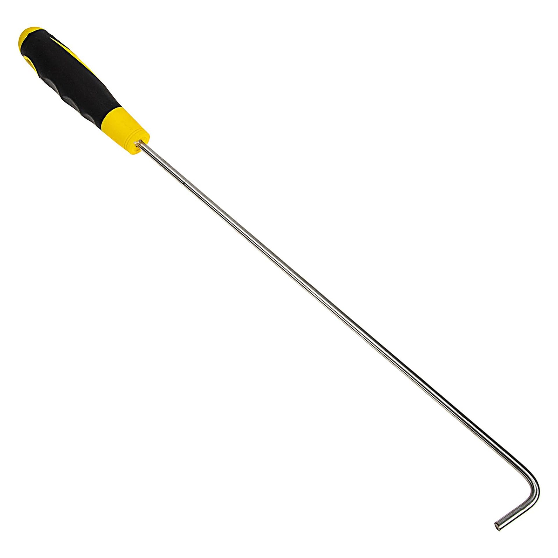 Sliding Door Hook Heavy-Duty Steel Manhole Cover Lifter with Rubber Handle 50cm for Home and Outdoor Use - Silver 50cm