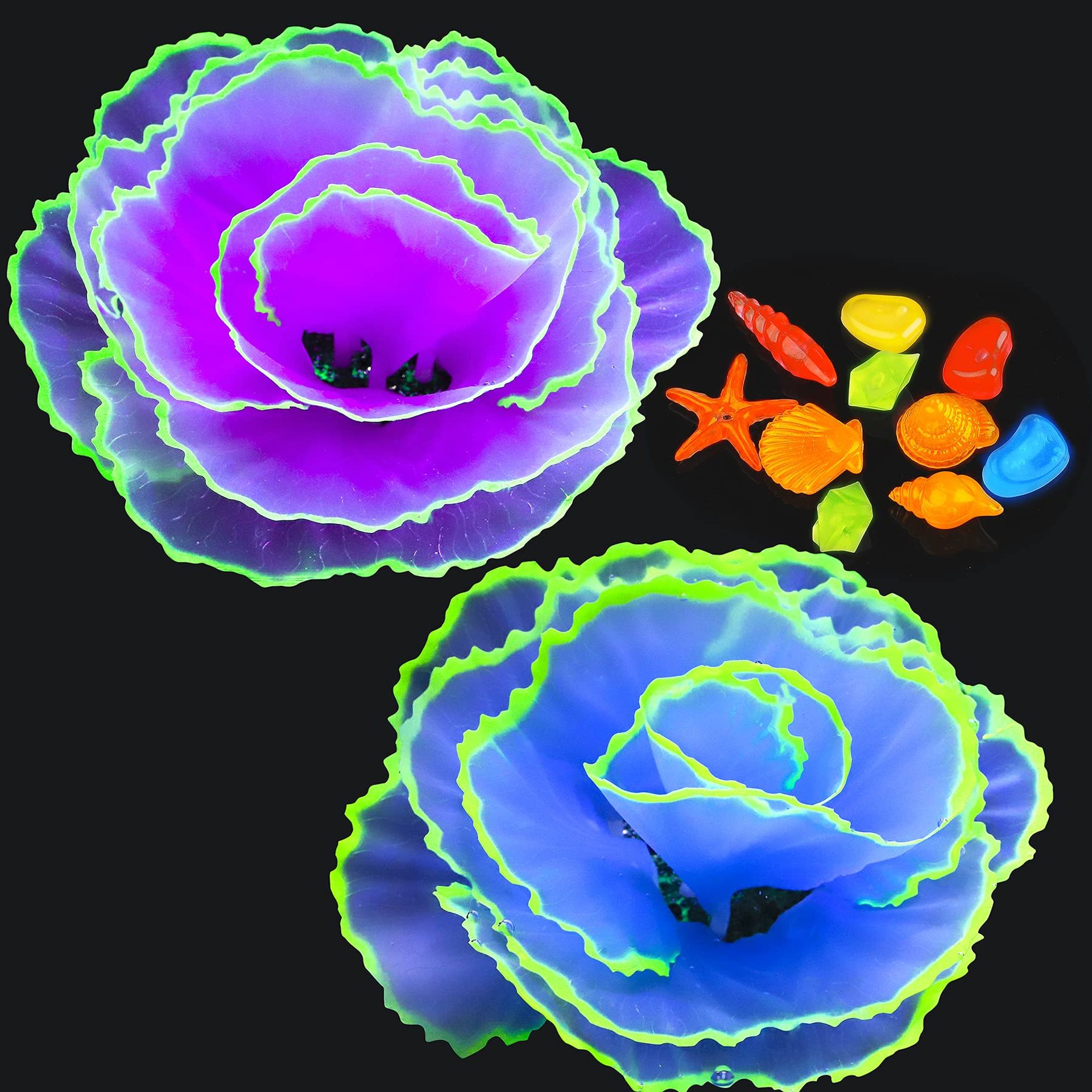 Vibrant Fish Tank Decorations - Glowing Silicone Coral & Luminous Stones, Set of 12
