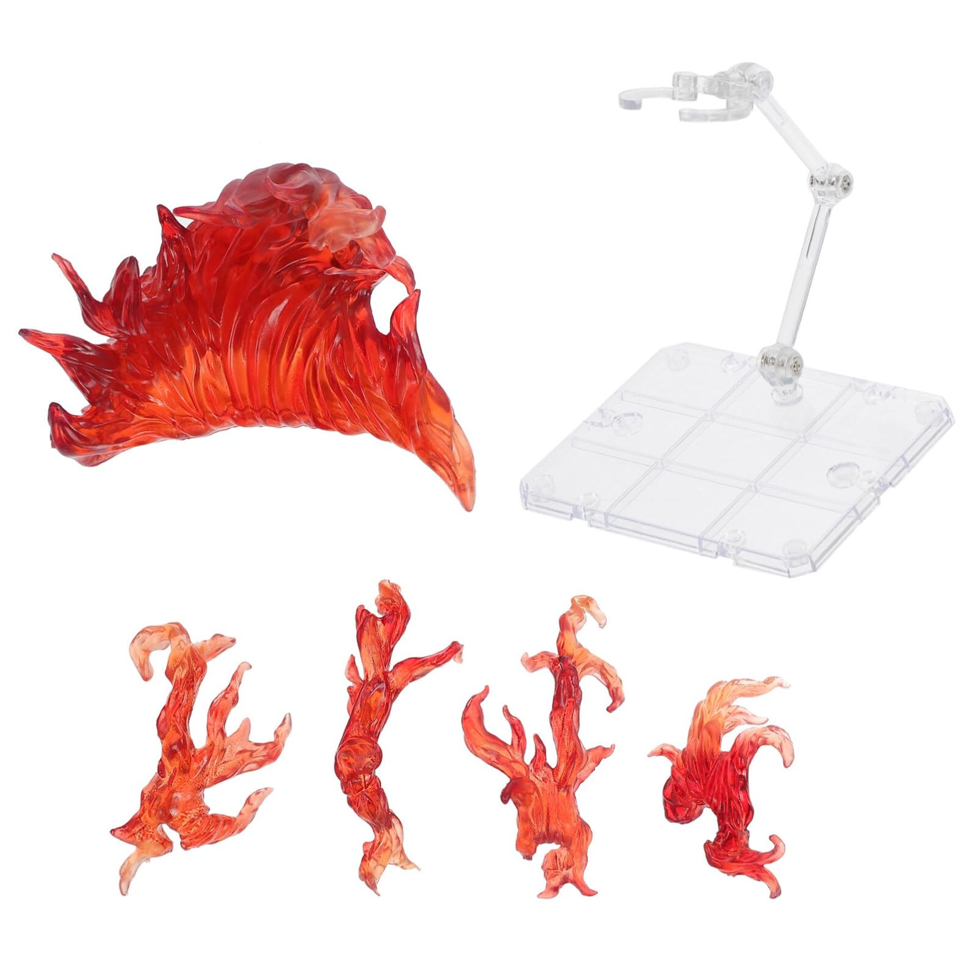 Action Figure Display Stand with Fire Effects - Fits 6-12 Inch Models, Easy Assembly, Sturdy Red Base