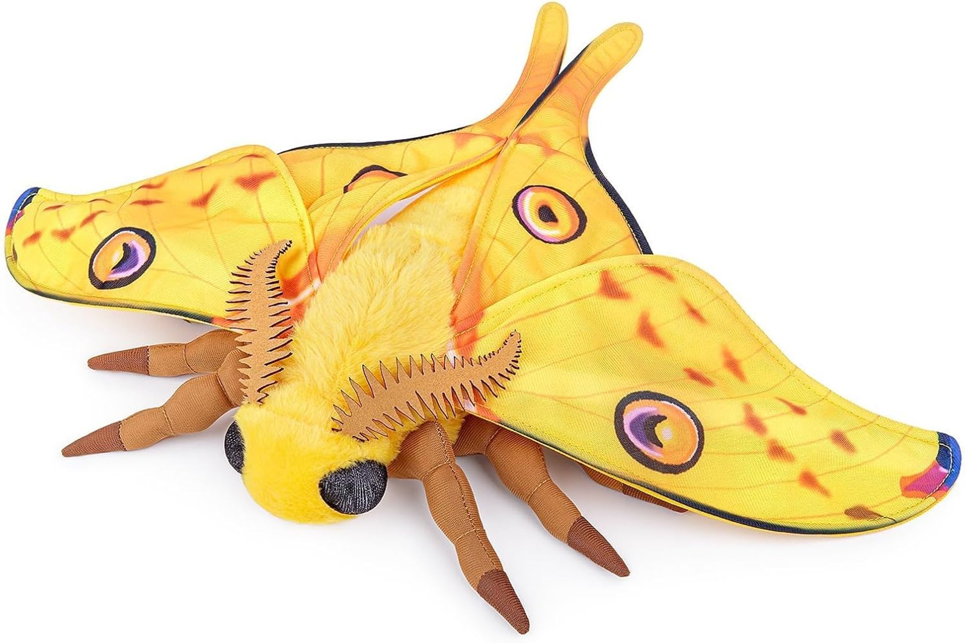 Simulation Luna Moth Plush Toy Soft Realistic Stuffed Animal Gift for Kids, Insect Lovers and Home Décor - Yellow 14.96inch