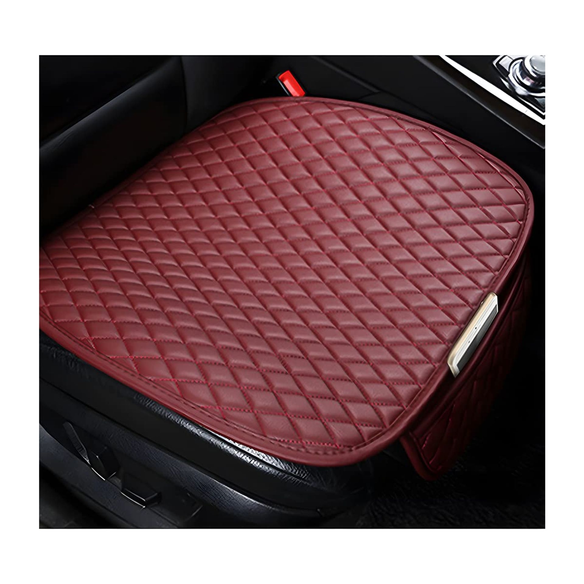 2 Pcs Car Seat Cushion Pads, Breathable Memory Foam, Anti-Slip Seat Covers for Car, Truck, SUV, Van - Red & Black