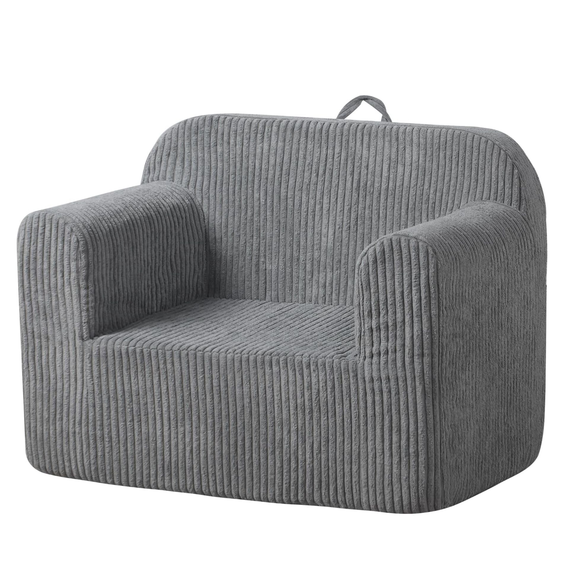 Children's Ultra-Soft Snuggle Foam Sofa Chair with Handle and Washable Cover - Grey One Size