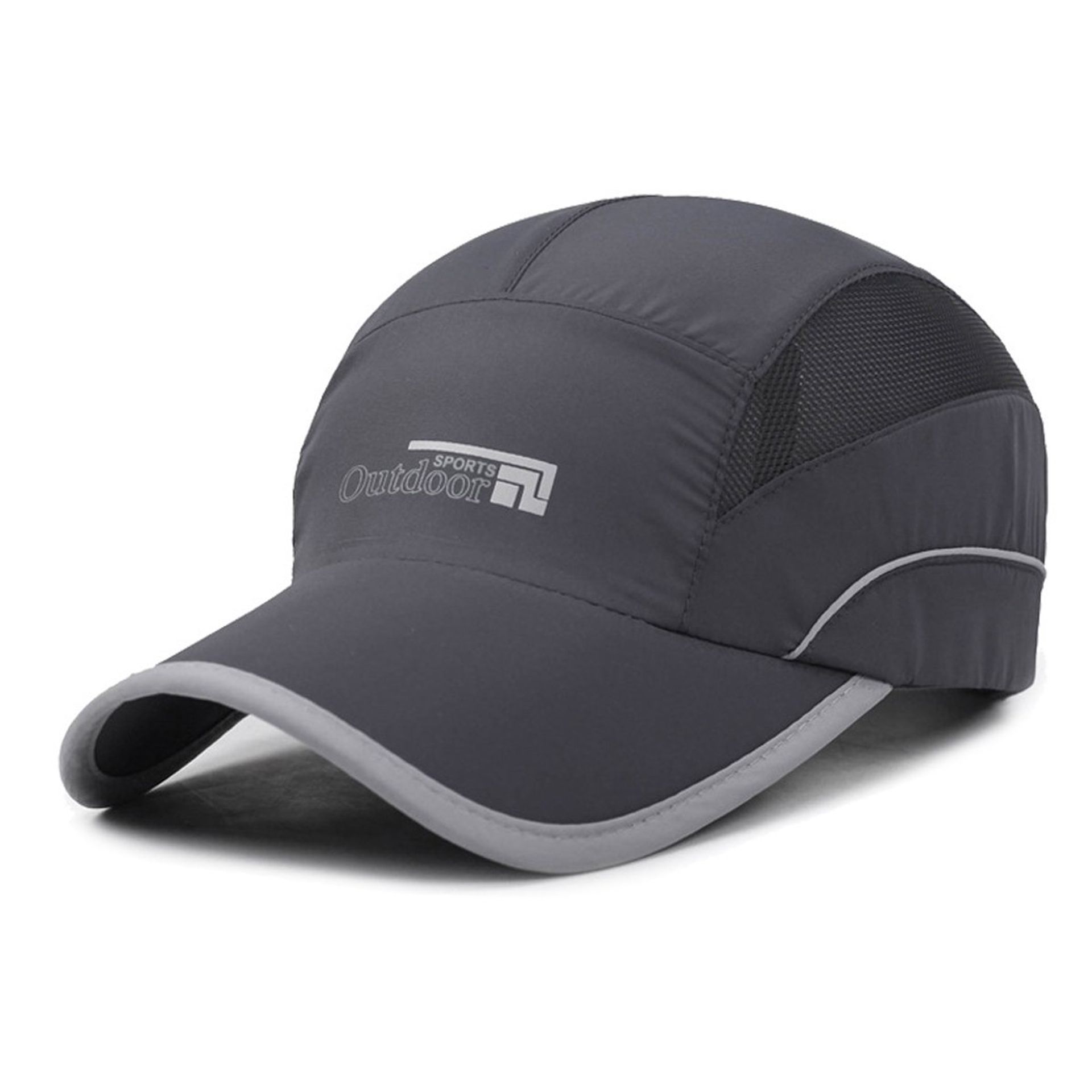 Deep Grey Mesh Running Hat - UV Protection, Quick-Drying, Breathable Cap for Men & Women