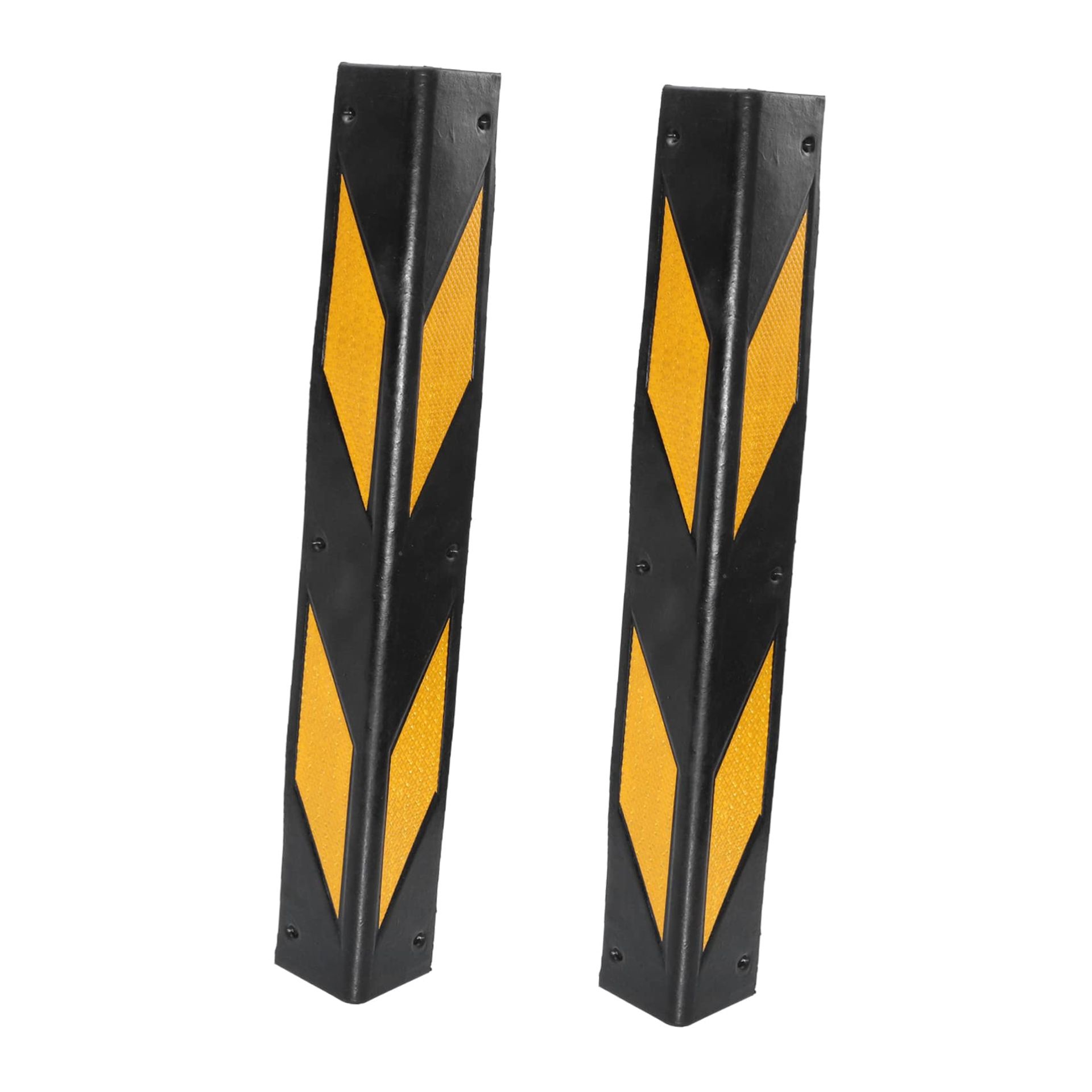 Wall Corner Guards Reflective Garage Bumper Protectors 2pcs Rubber Safety Strips - Black