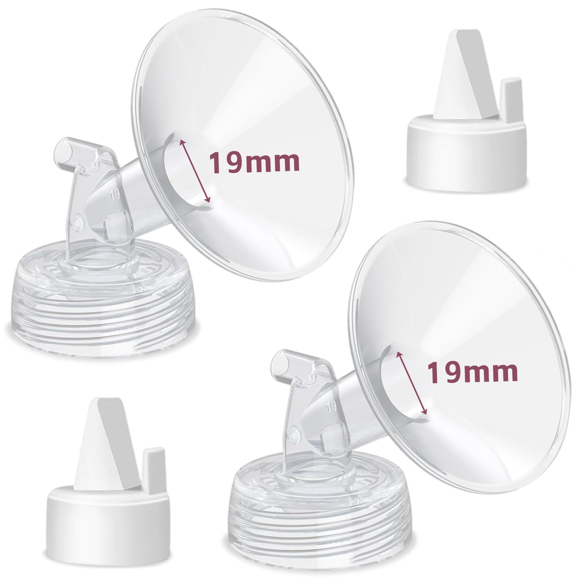 Breast Pump Replacement Parts Set Compatible with Spectra S1 S2 9 Plus Includes 19mm Flange and Accessories - Clear 19mm