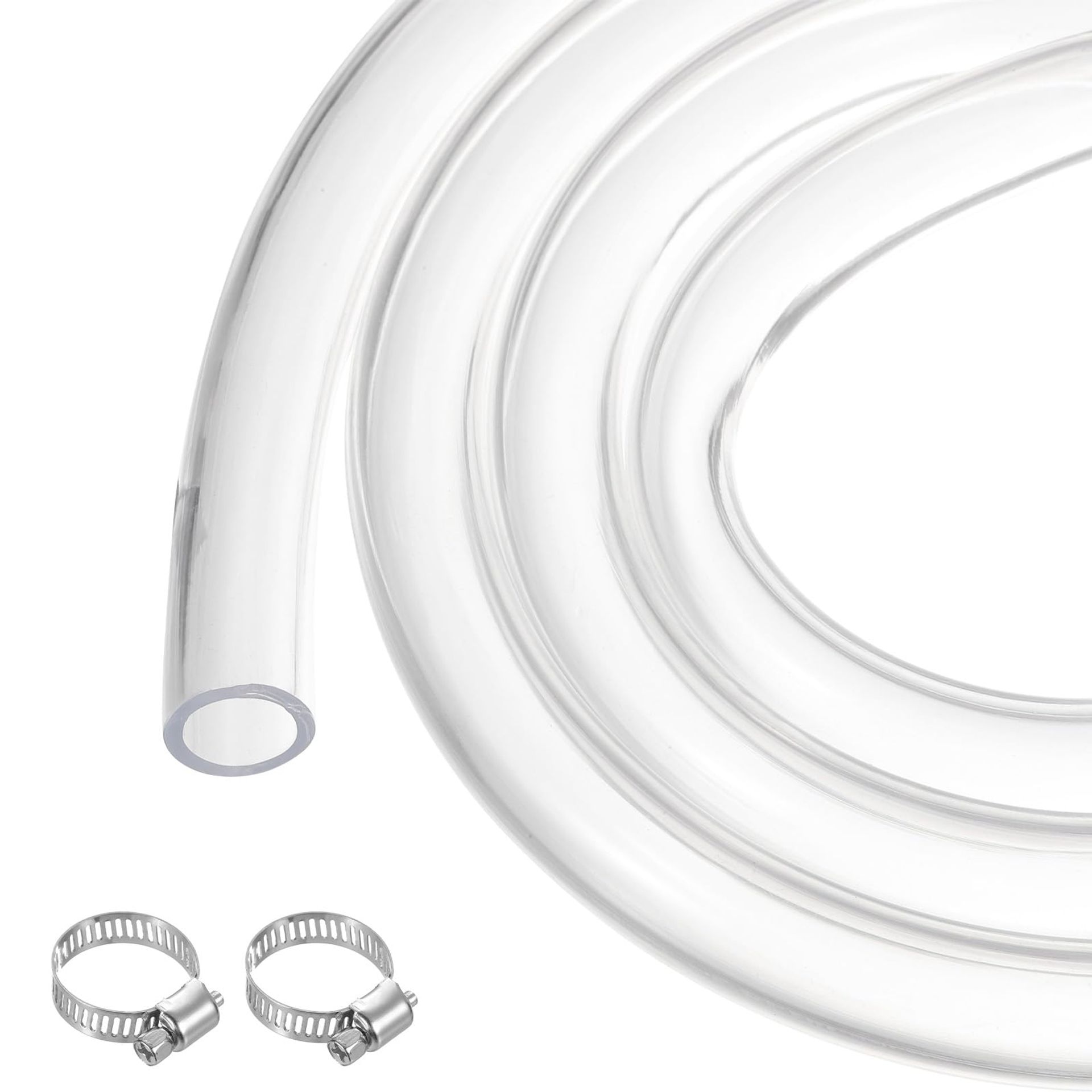 25ft Clear Flexible PVC Tubing for Garden, Aquarium & More - Includes 2 Clamps