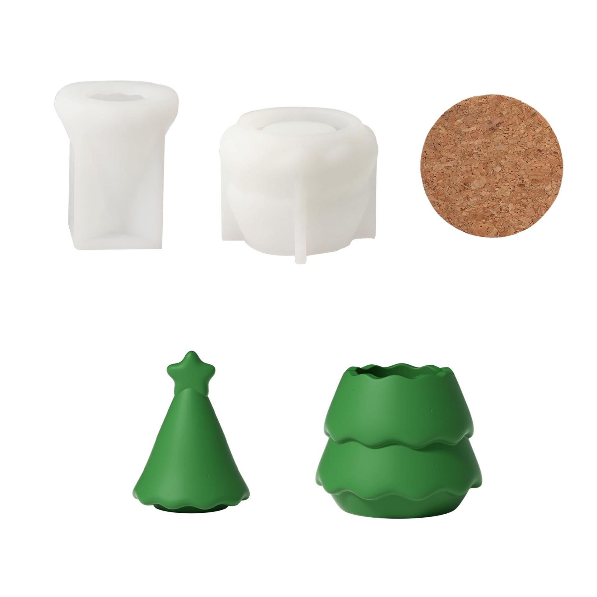Starlit Christmas Tree Candle Jar Silicone Mold for Concrete and Cement Candle Making - Grey Tree Style