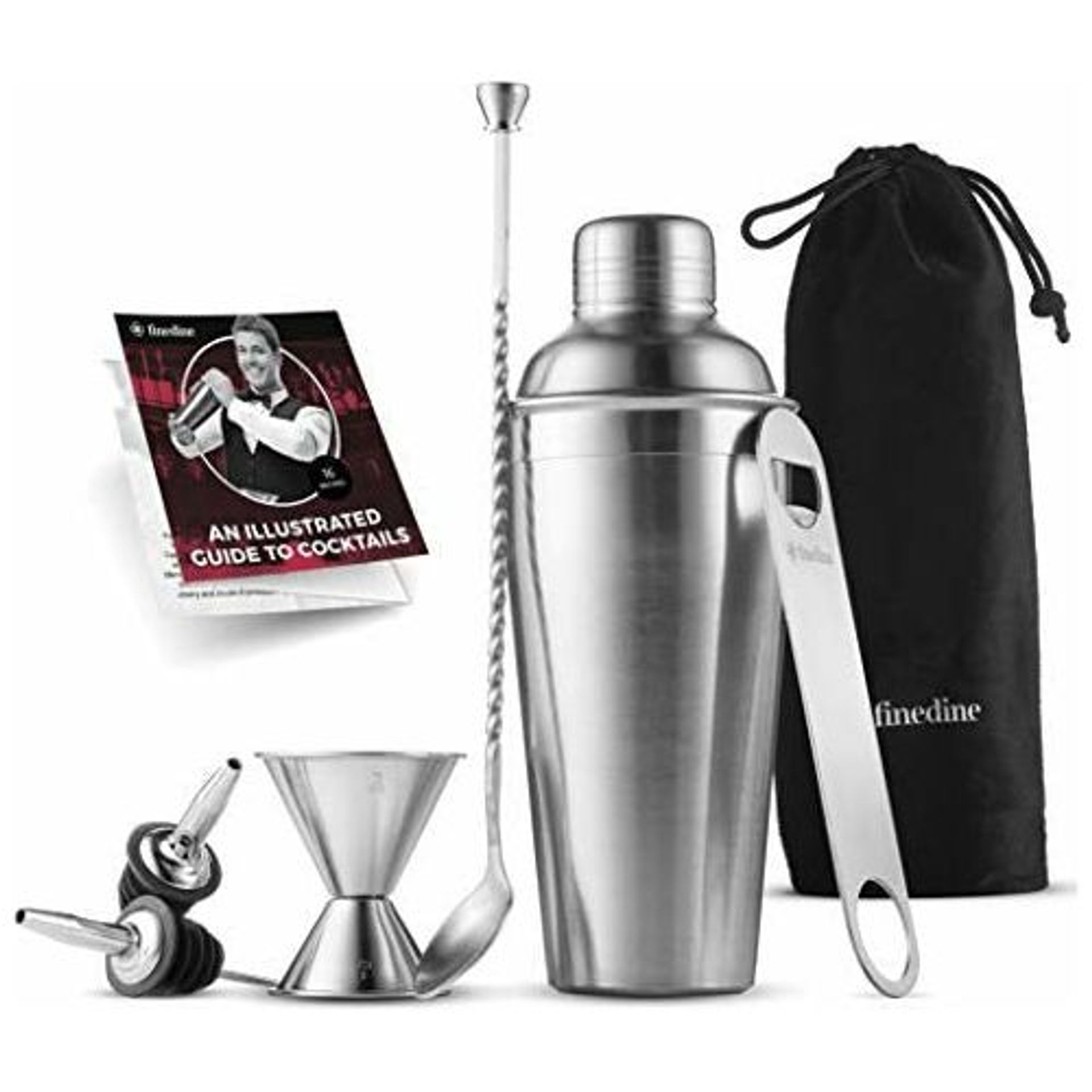 7-Piece Stainless Steel Cocktail Shaker Set with 26 oz Shaker, Strainer & Bartender Kit