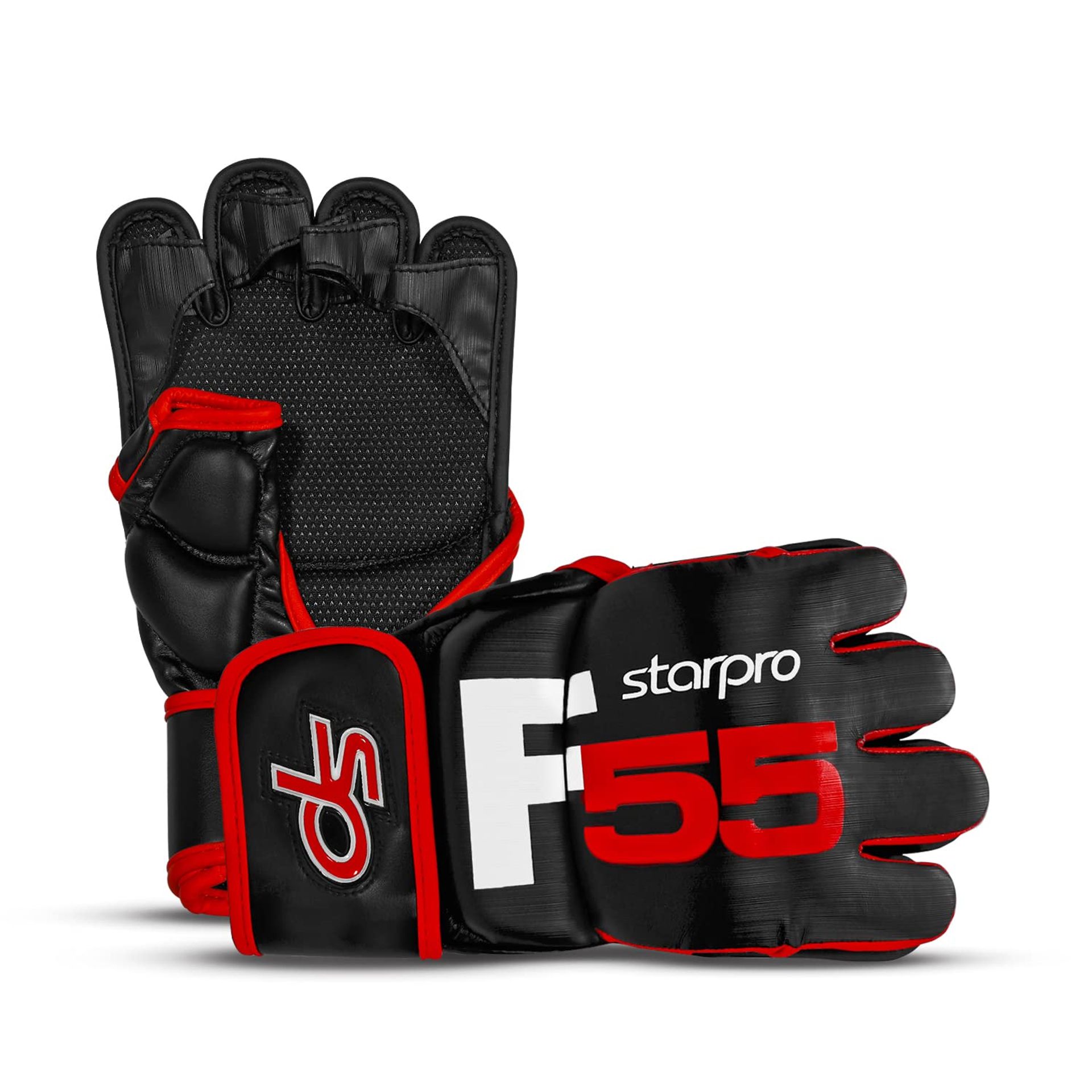 MMA Training Gloves Lightweight Grappling & Sparring with Wrist Support - Black S/M