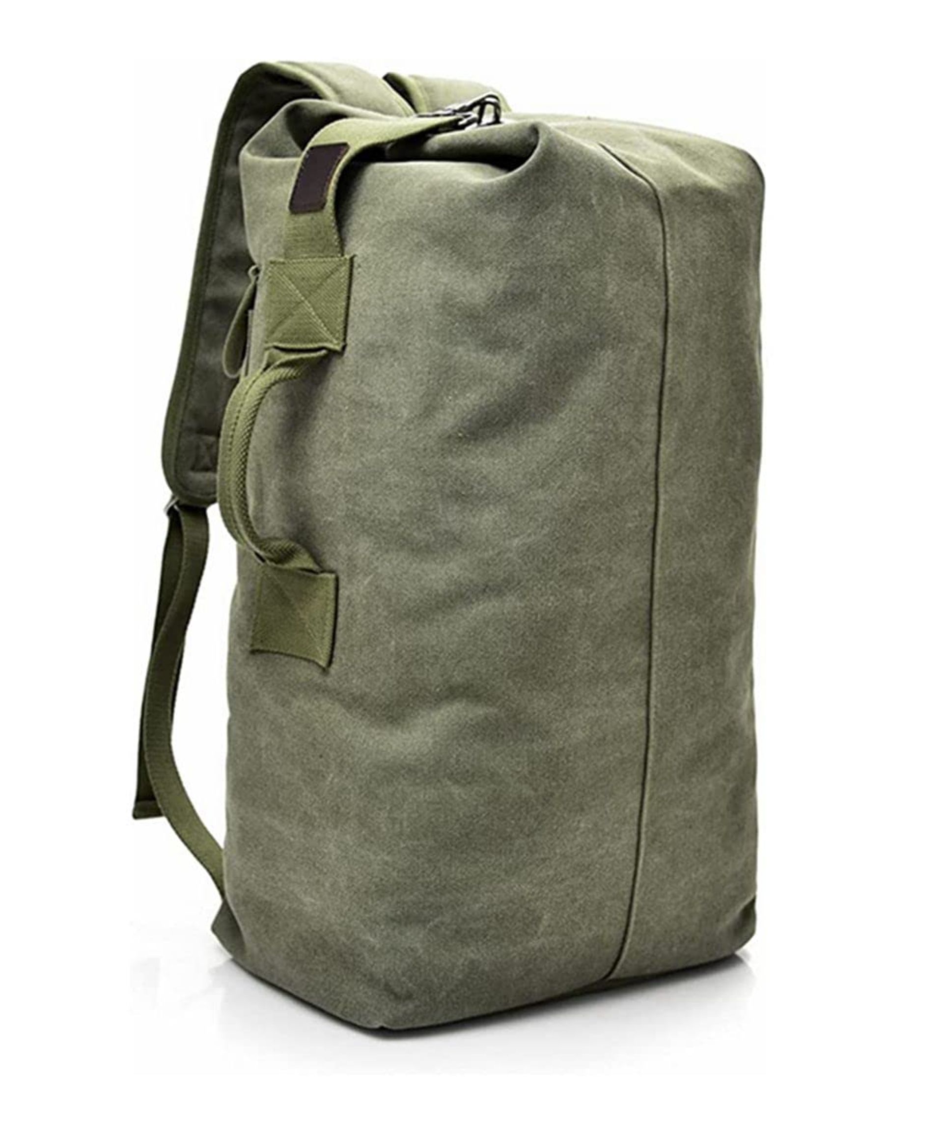 Large Capacity Tactical Military Backpack Canvas Outdoor Travel Hiking Rucksack - OD Green L