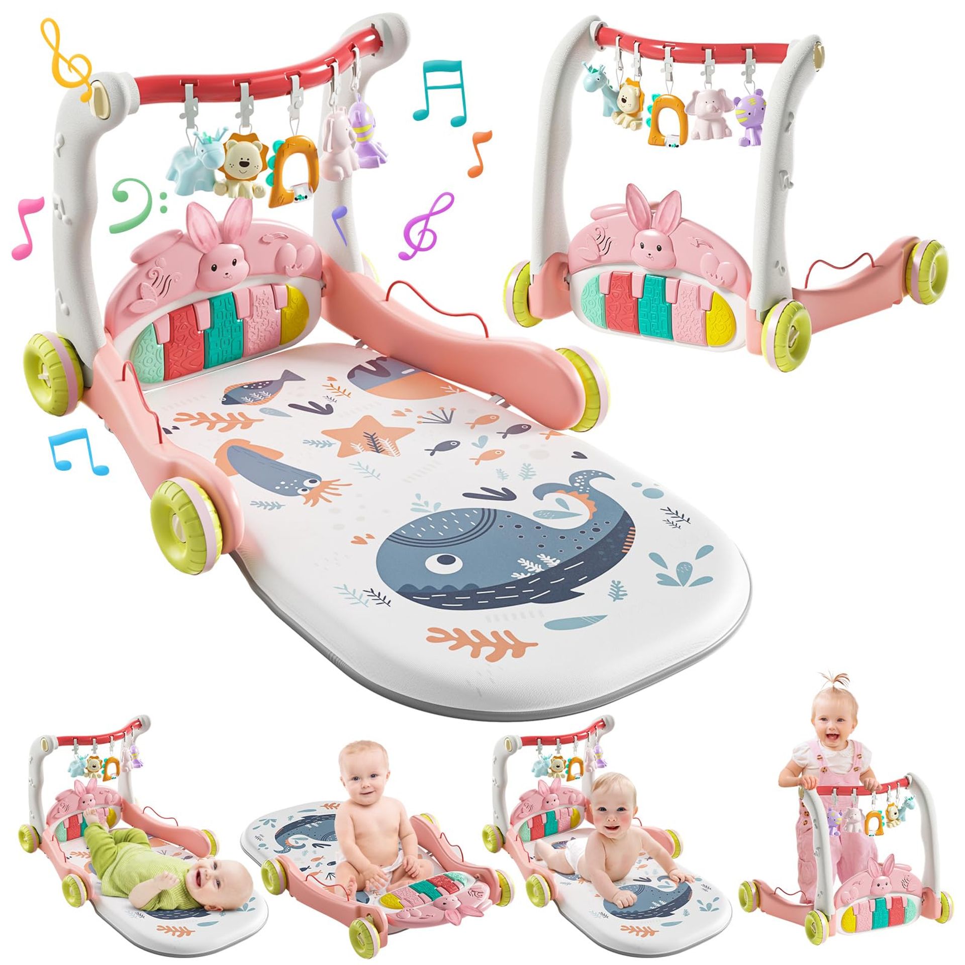 Baby Play Mat Activity Gym with Piano & Learning Walker for Girls, Ideal for Tummy Time & Infant Development