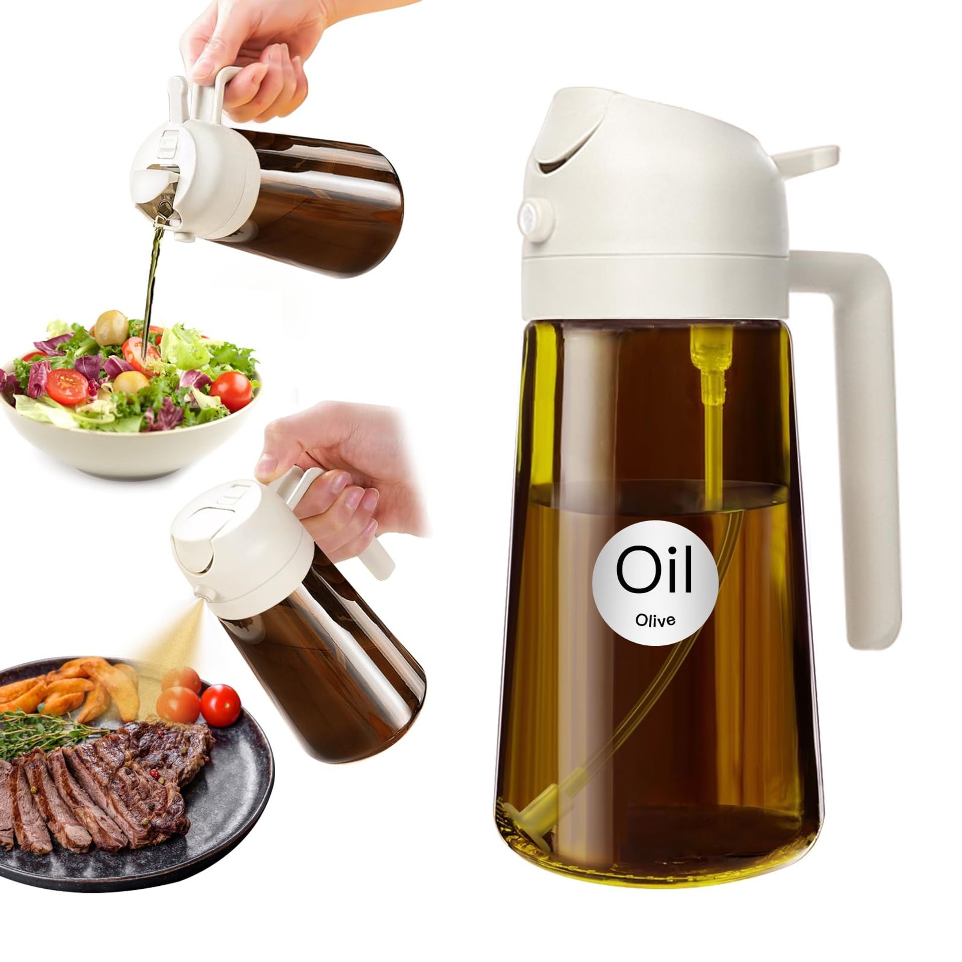 16oz Amber Glass Oil Sprayer & Dispenser - Light-Blocking, Eco-Friendly, for Cooking & BBQ