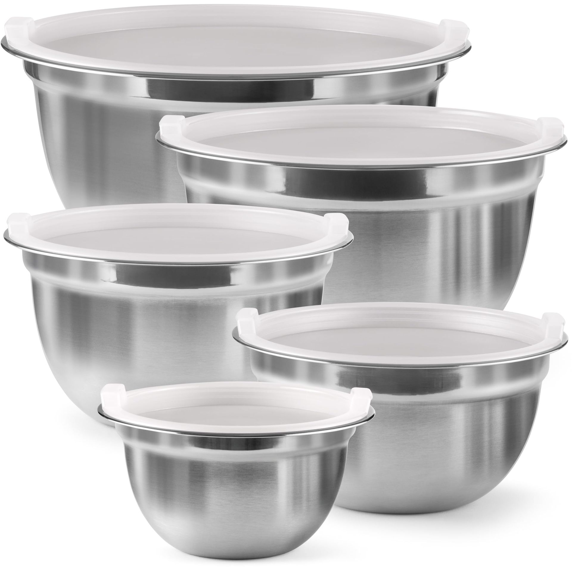10-Piece Stainless Steel Mixing Bowls Set with Lids - Ideal for Cooking, Baking, and Food Storage
