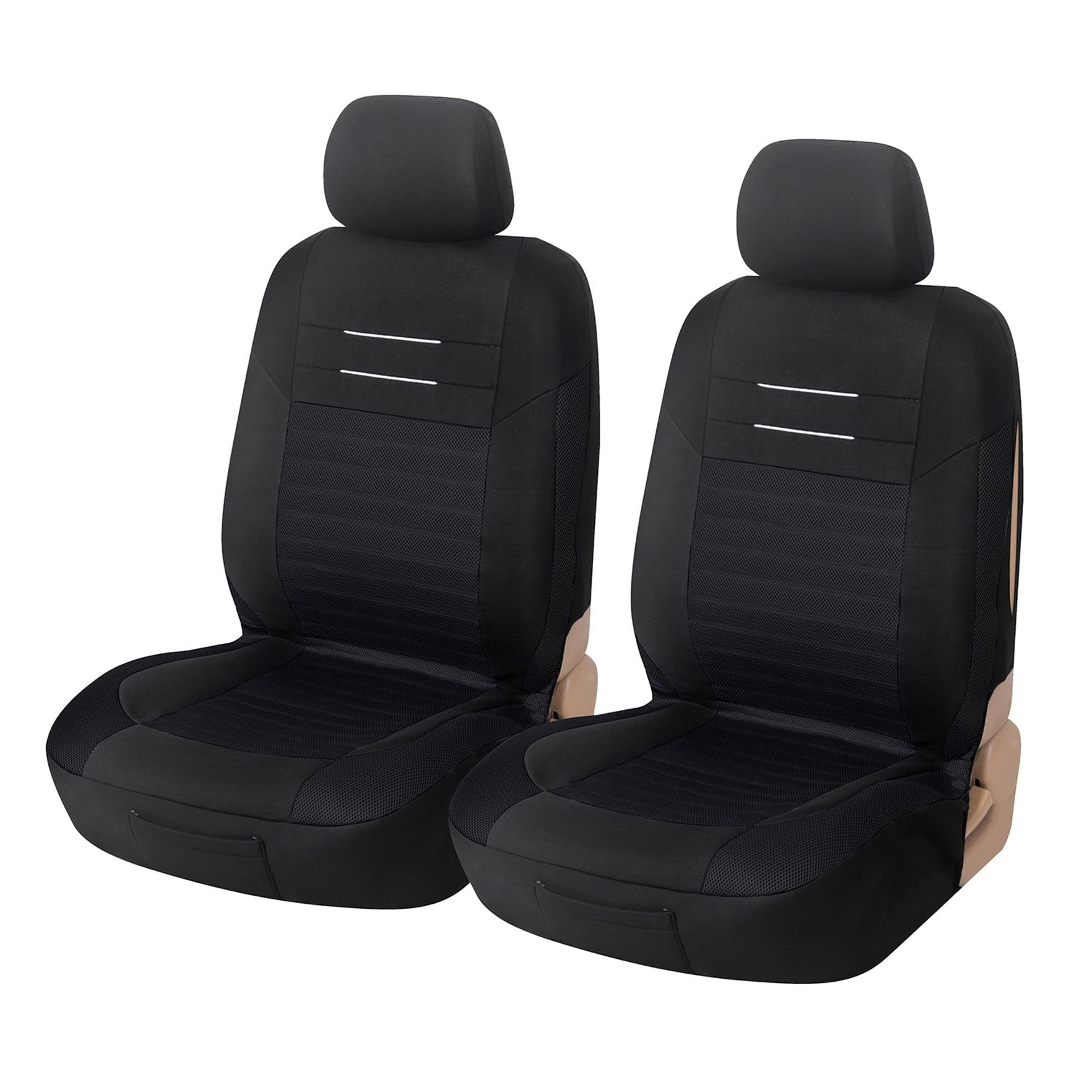 Universal Car Seat Covers Front Pair with Headrest for Driver & Passenger Seats - Black Front Pair