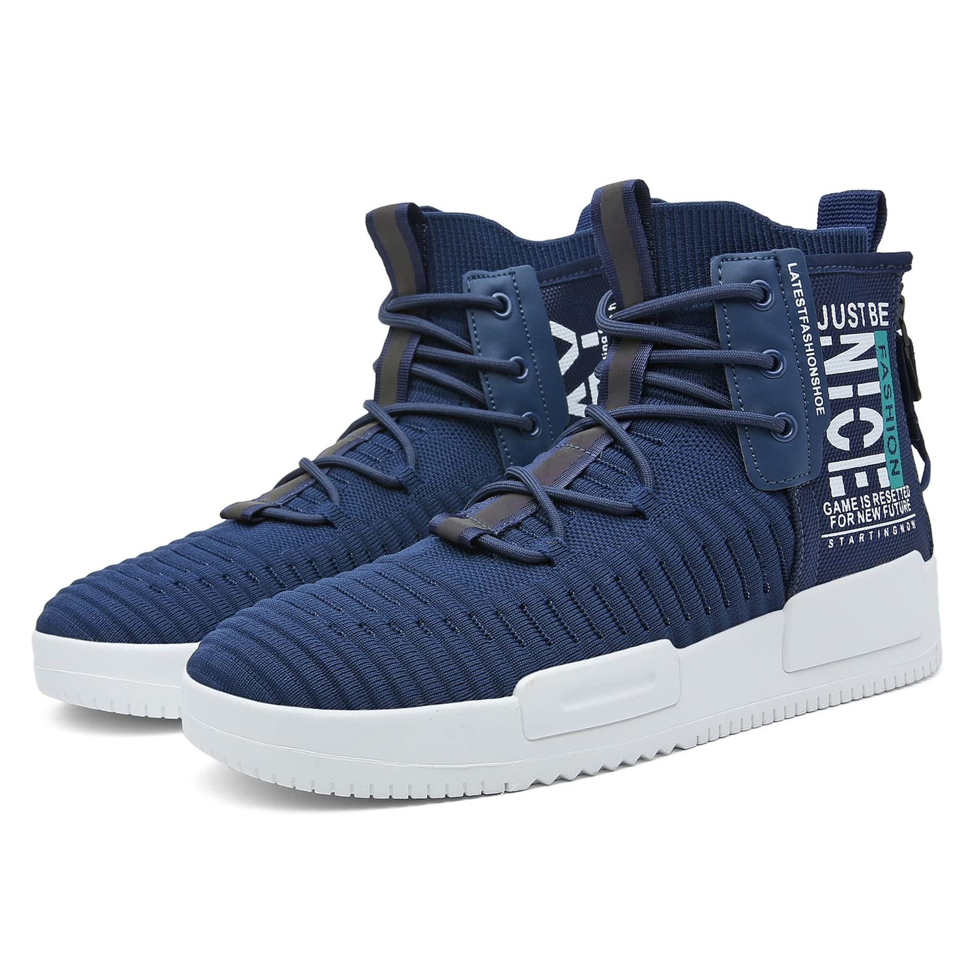 Fushiton Mens High Top Trainers Fashion Sneakers Sports Running Shoes Bre