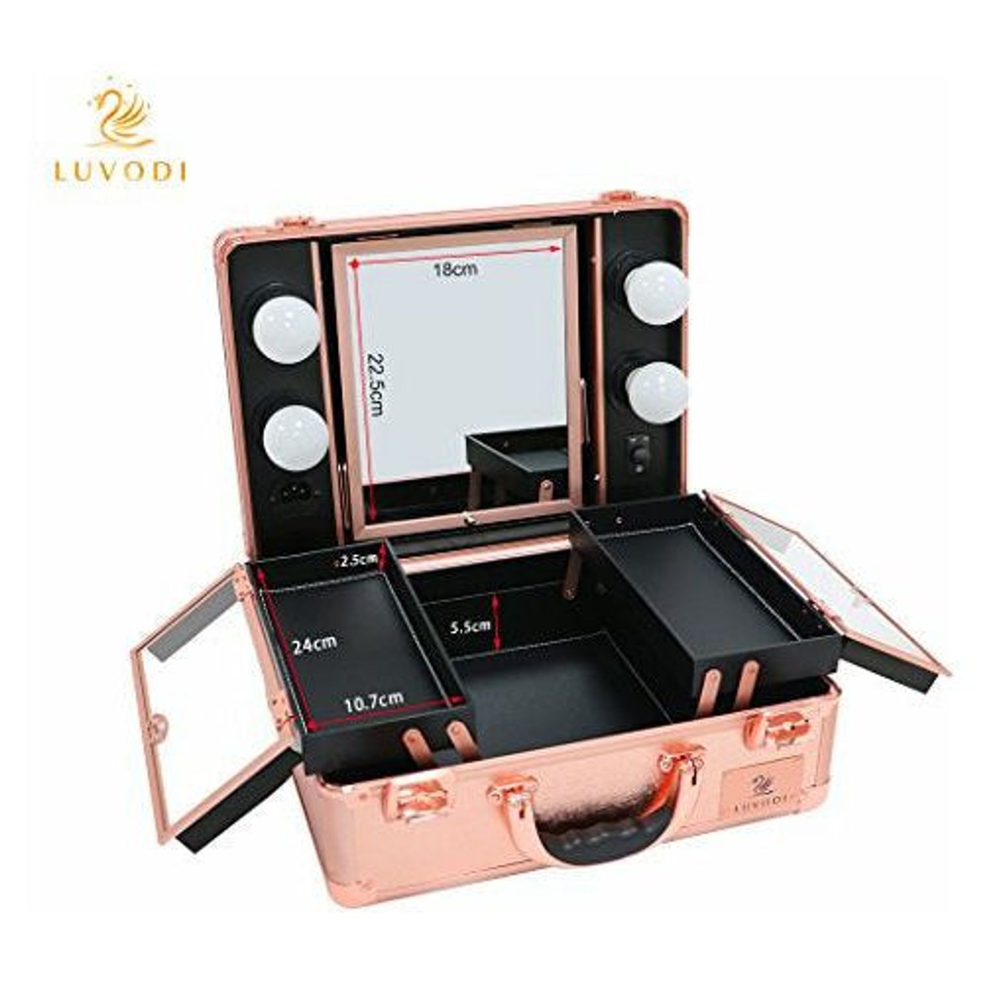 LUVODI Professional Makeup Case With Mirror And Lights Portable