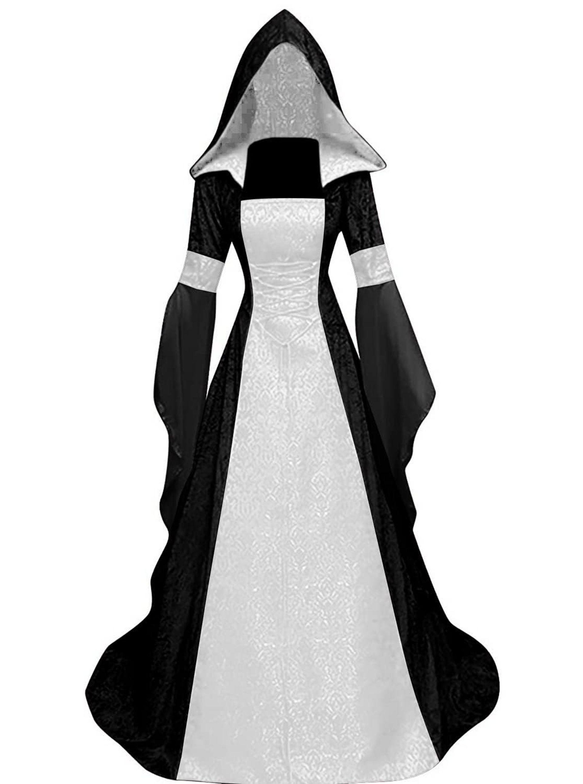 Sangdut Women'S Retro Medieval Witch Dress With Flare Sleeves, Victorian