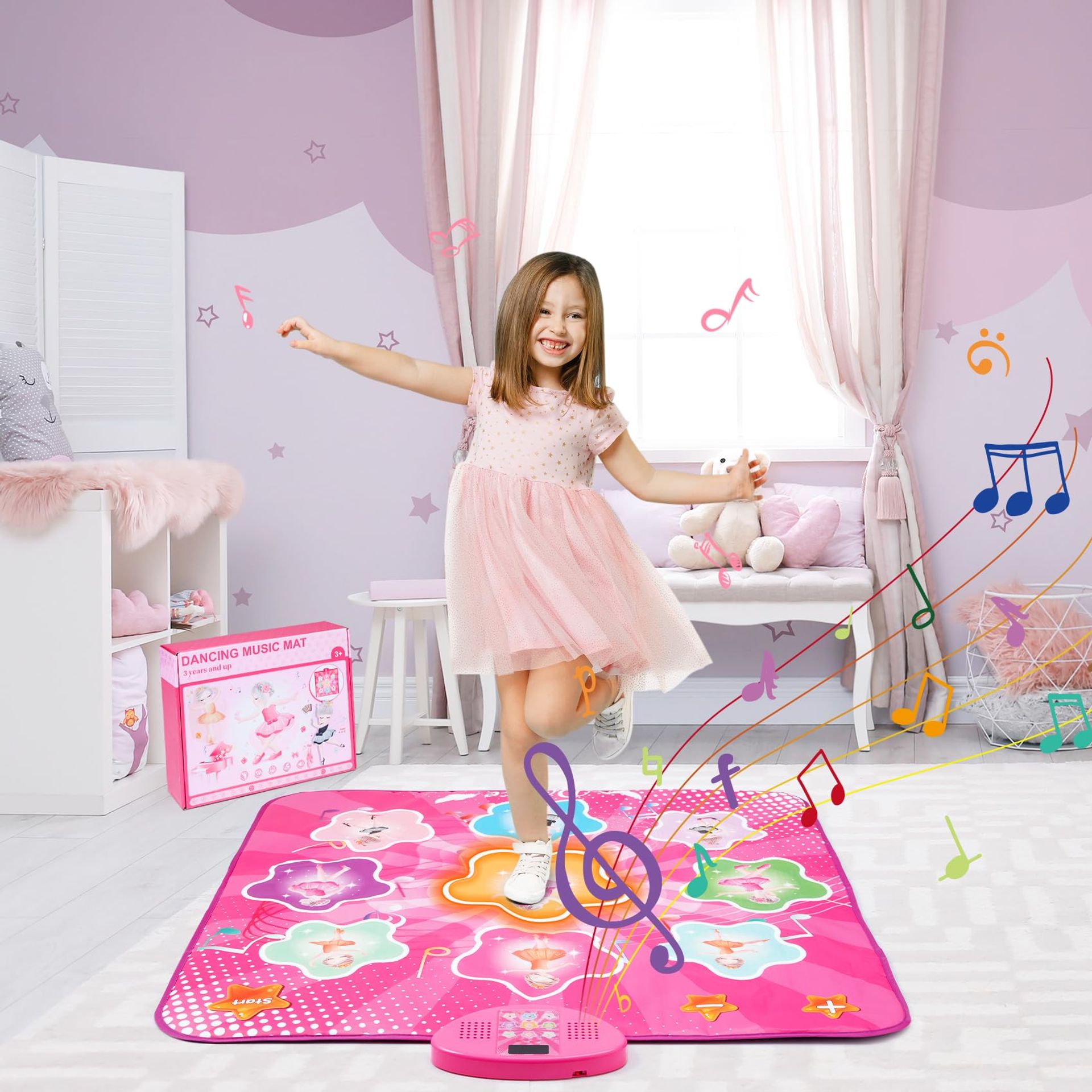 Interactive Dance Mat with 7 Game Modes, LED Lights & Music – Fun Gift for Girls Aged 3-8