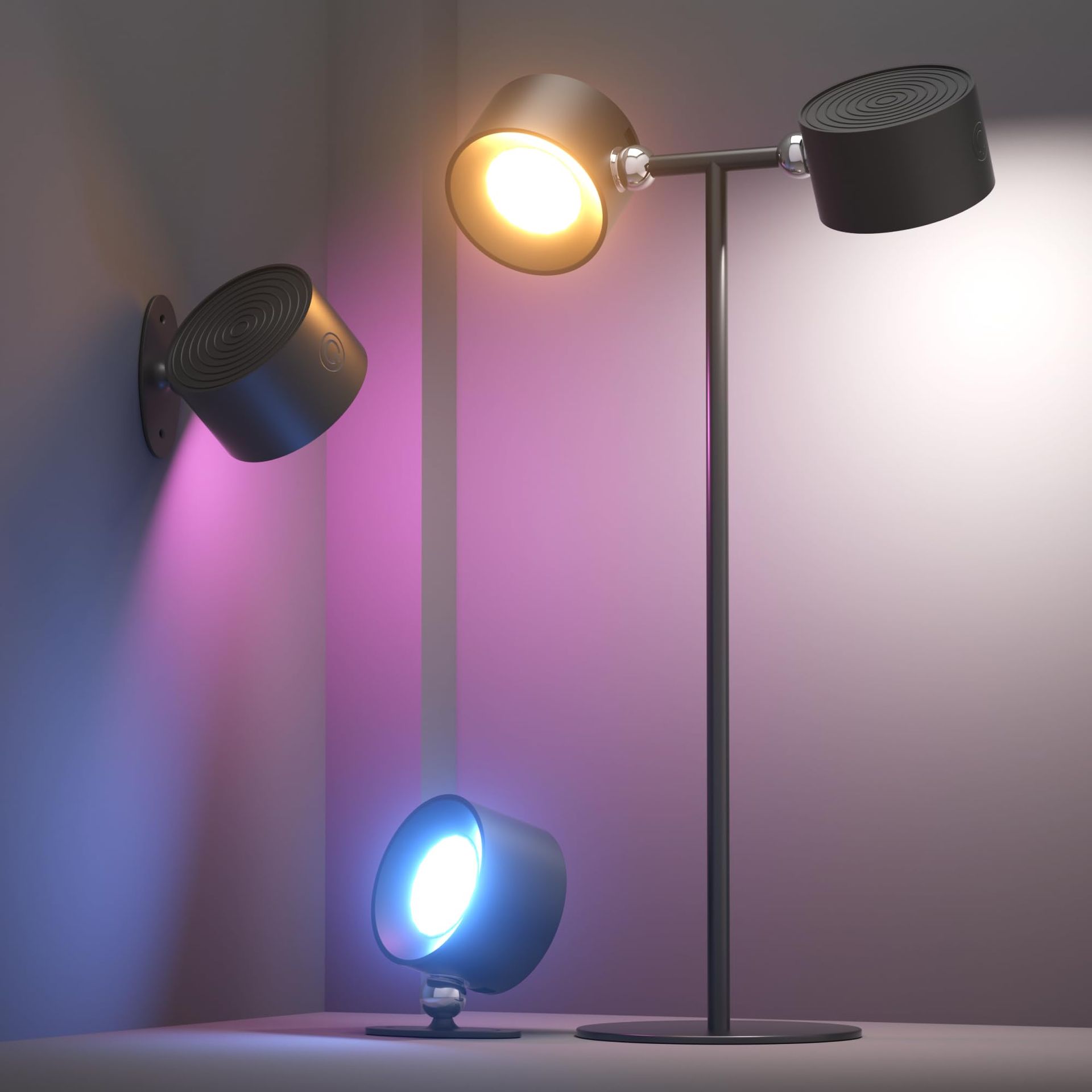 2-in-1 RGB Dual Head Table Lamp with Remote, Rechargeable 2000mAh Battery, 360° Adjustable, 3 Light Modes, Touch Control for Bedroom/Desk