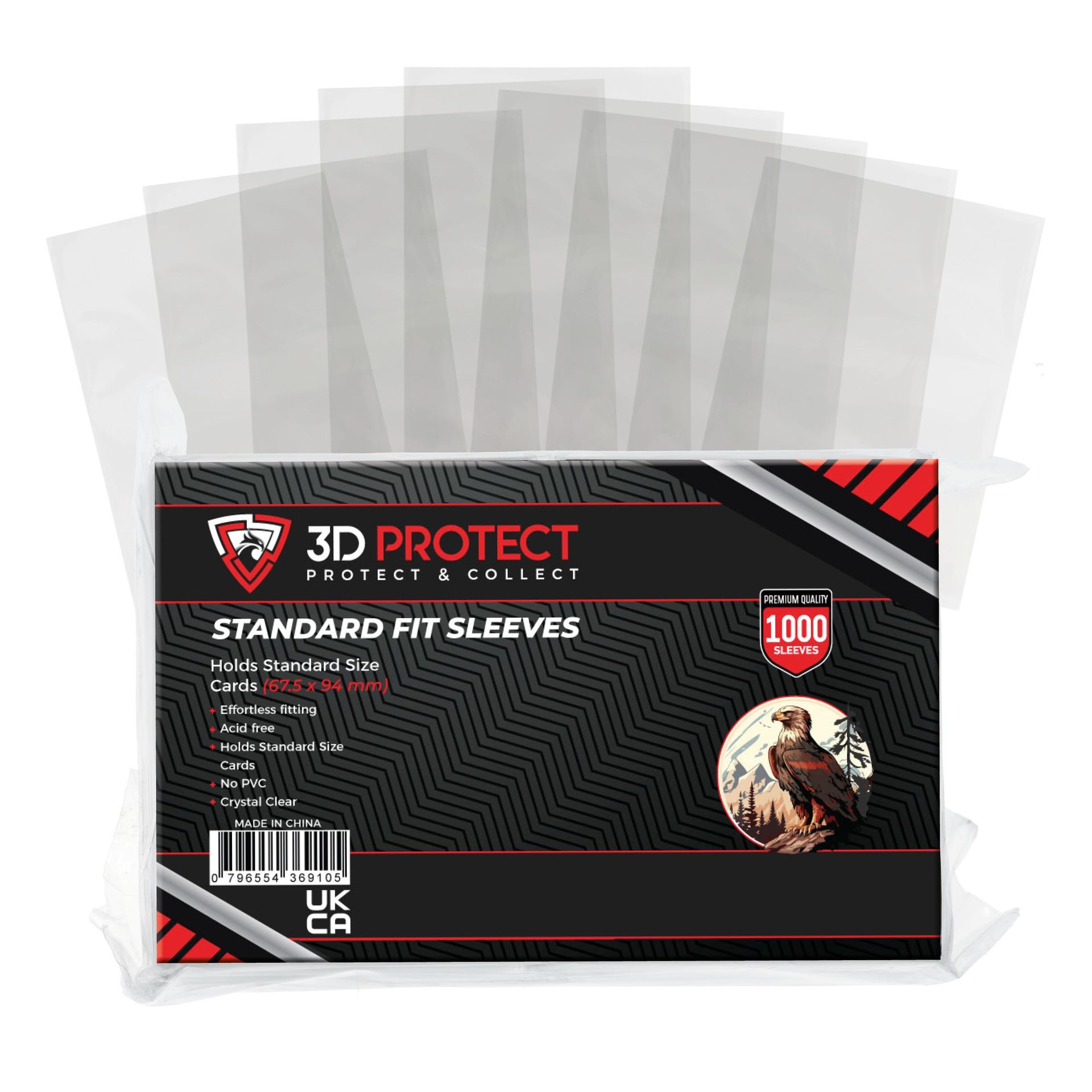 Standard Card Sleeves 1000pcs Ultra-Thick No Acid PVC-Free Transparent for Trading & Sports Cards - Clear
