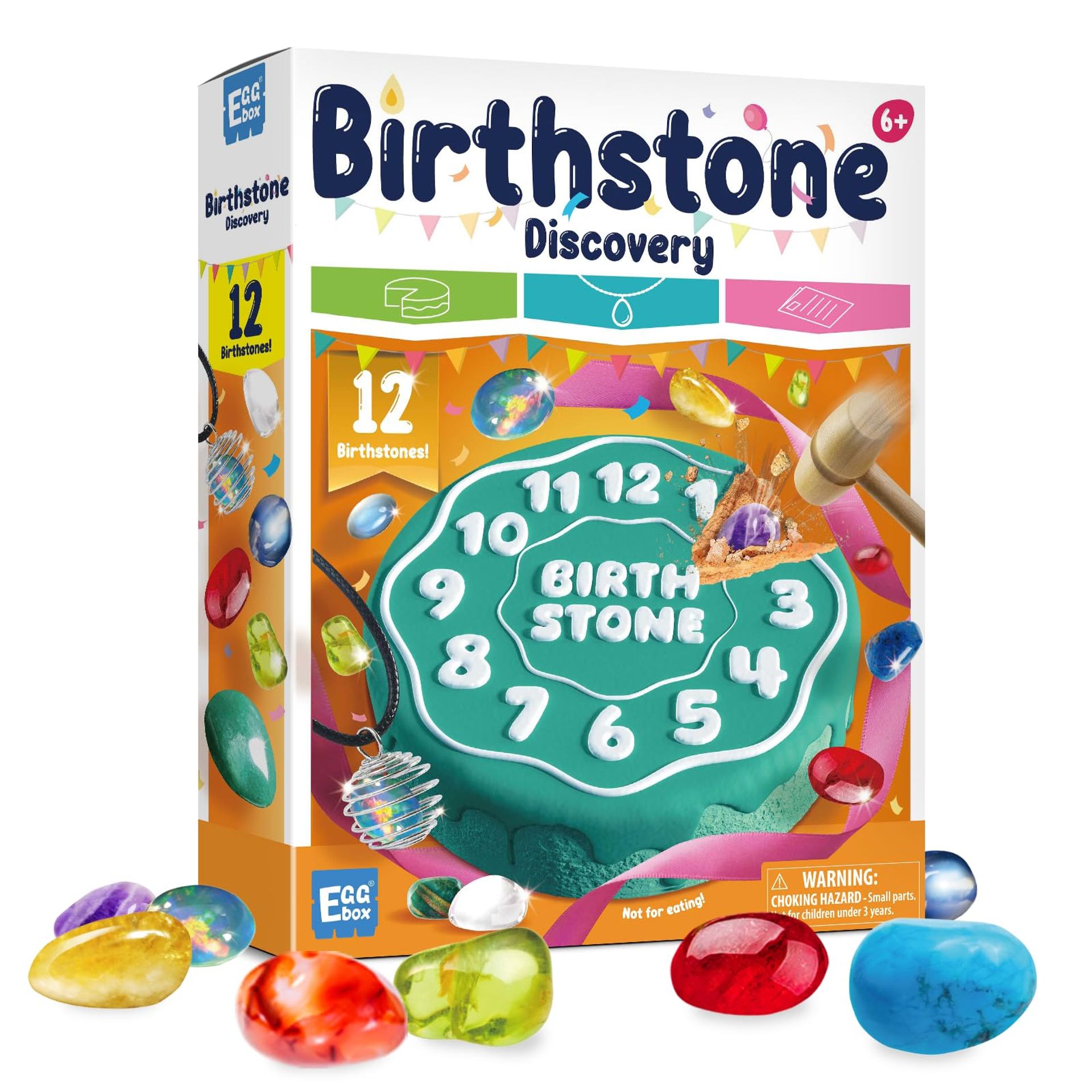 Gemstone Dig Kit for Kids - Excavate Real Gemstones & Birthstones | STEM Science Kit with Necklace Tools