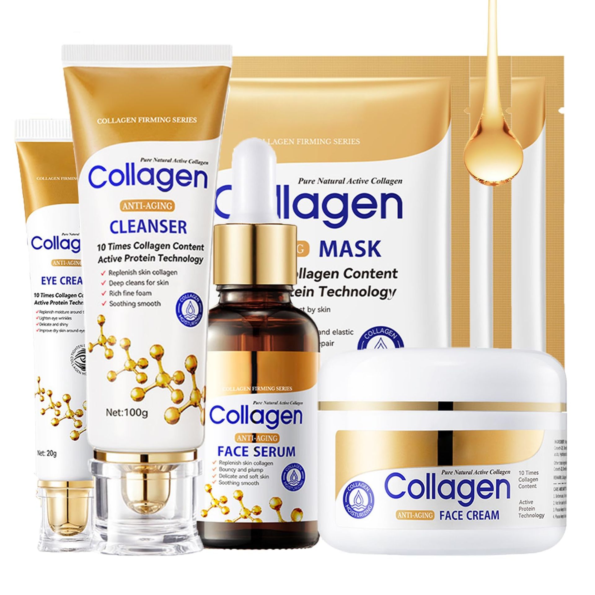 Skincare Set for Teenage Girls - Anti-Wrinkle & Anti-Ageing Bone Collagen Gift Set (7PCS) - Hydrating & Brightening