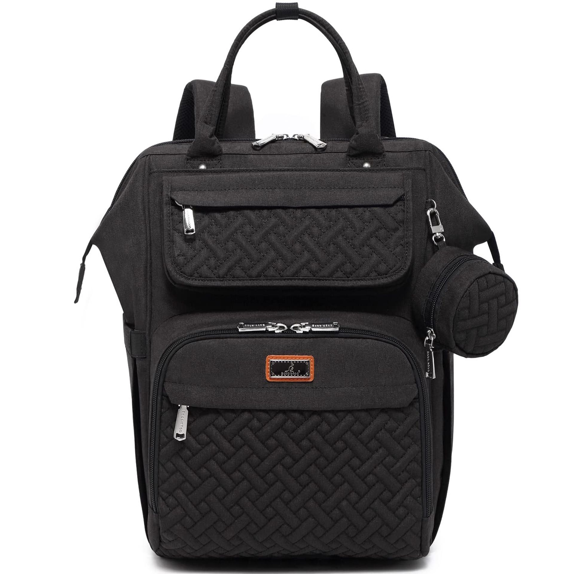 Baby Diaper Backpack Water Repellent with Changing Mat, Stroller Straps & Pacifier Case - Black Large 25L